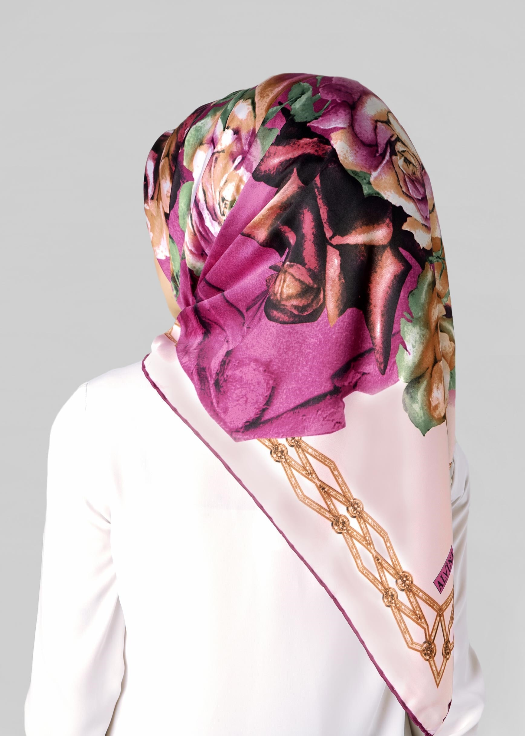 Tesettür giyim PUDRA 12770 ALVİNA DESENLİ EŞARP