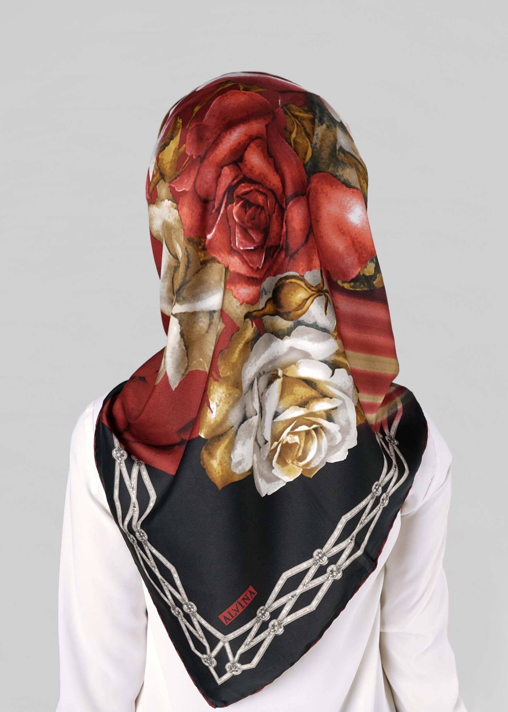 Tesettür giyim SİYAH 12770 ALVİNA DESENLİ EŞARP