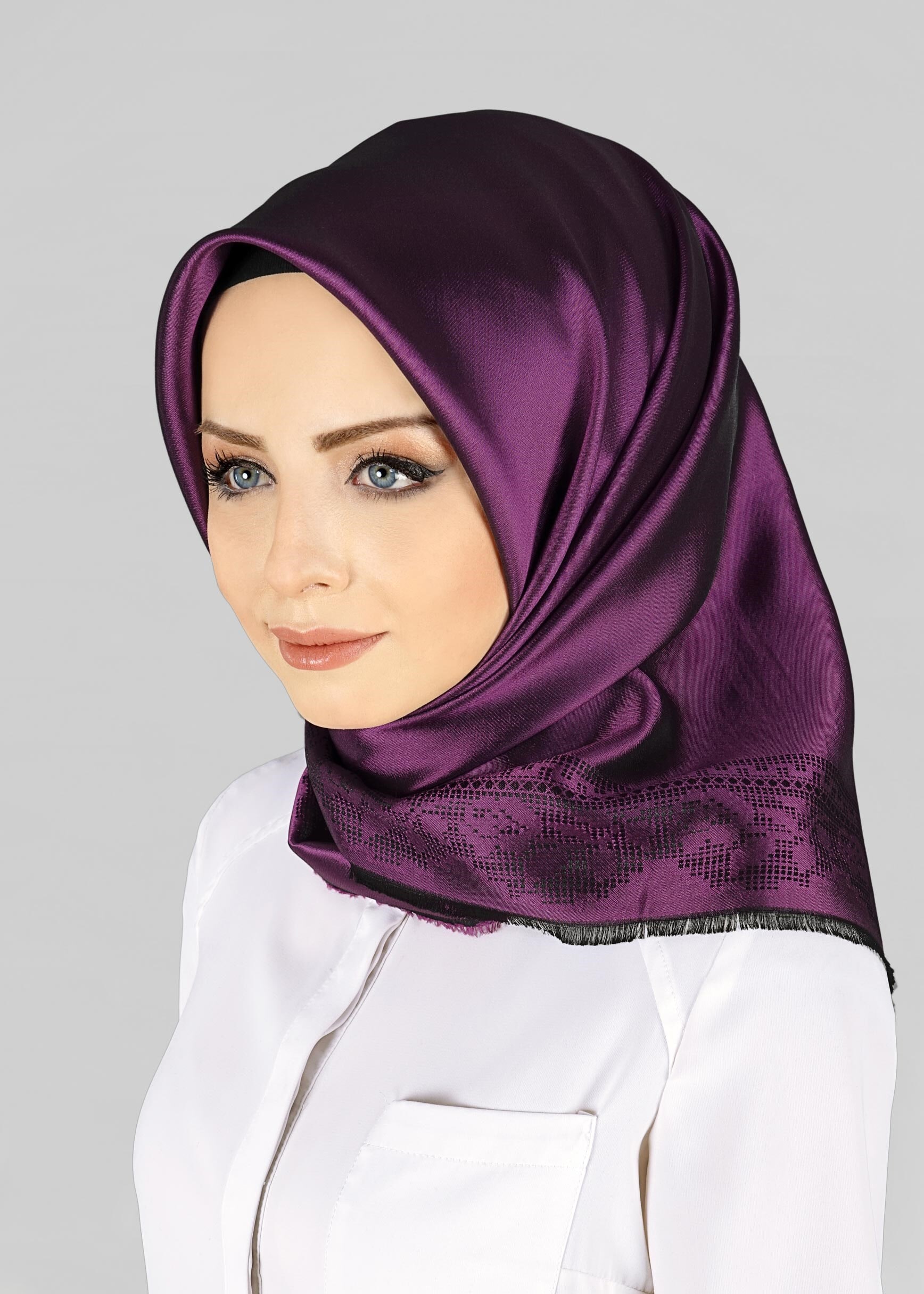 Tesettür giyim MOR 9815-1 ALVİNA DANTEL DESENLİ ESARP