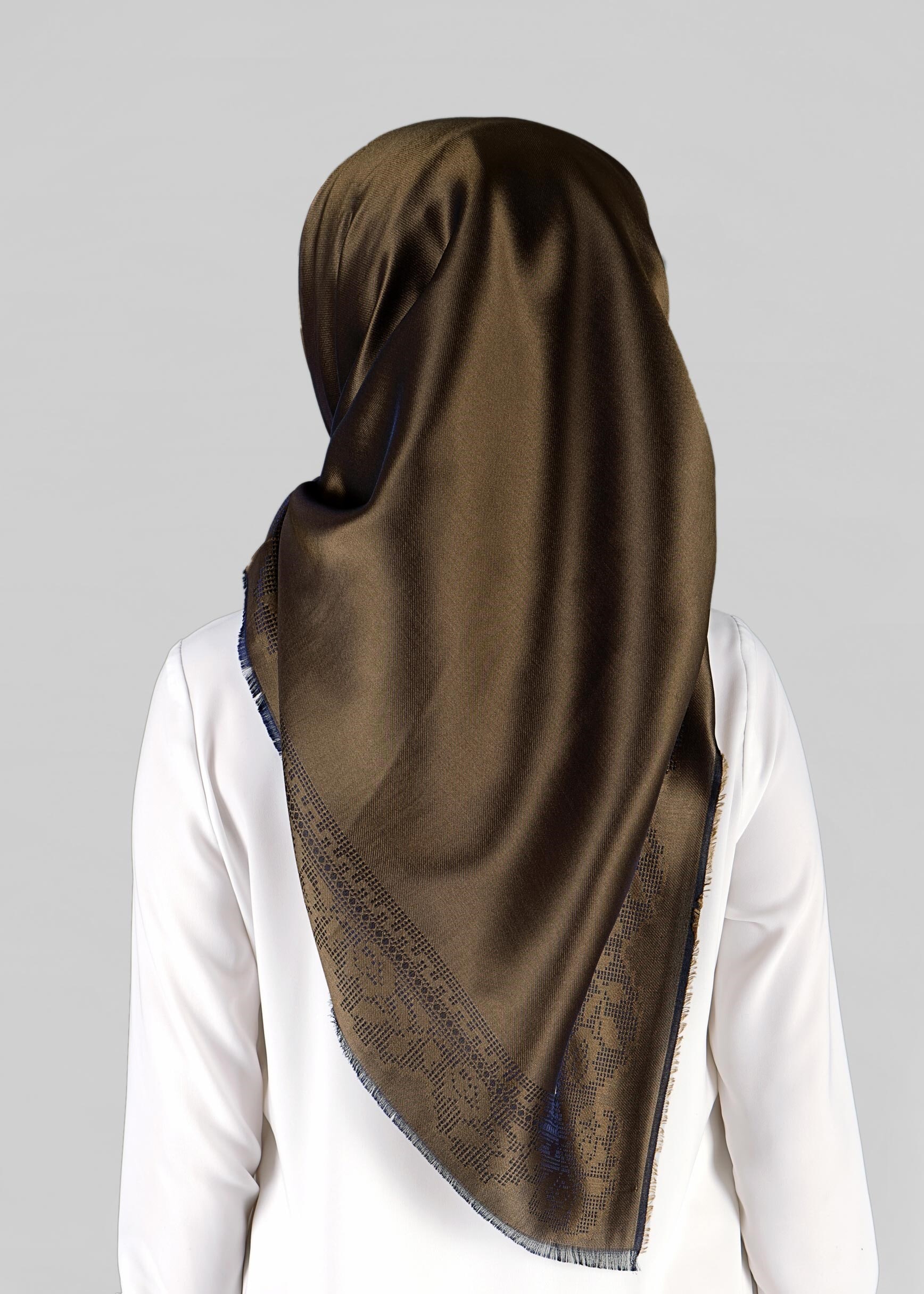 Tesettür giyim KAHVE 9815-1 ALVİNA DANTEL DESENLİ ESARP