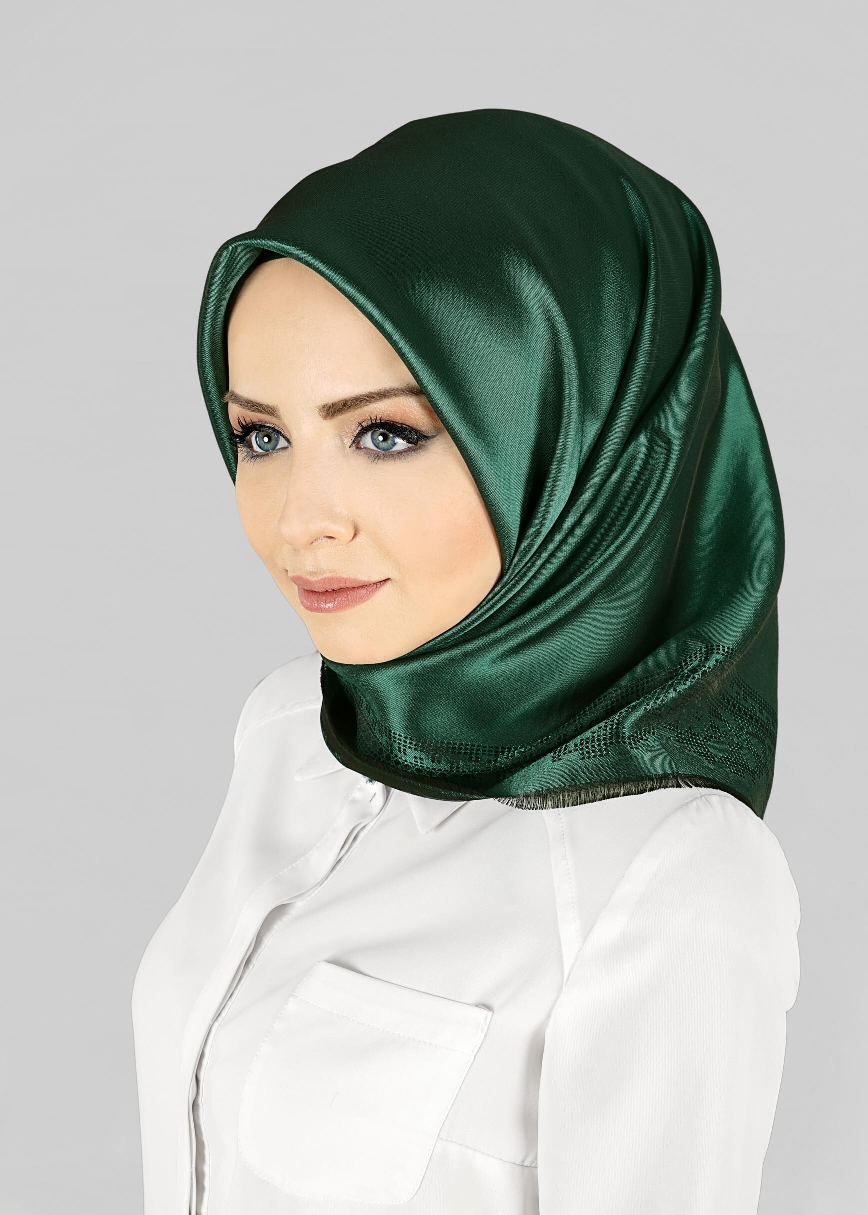 Tesettür giyim YEŞİL 9815-1 ALVİNA DANTEL DESENLİ ESARP