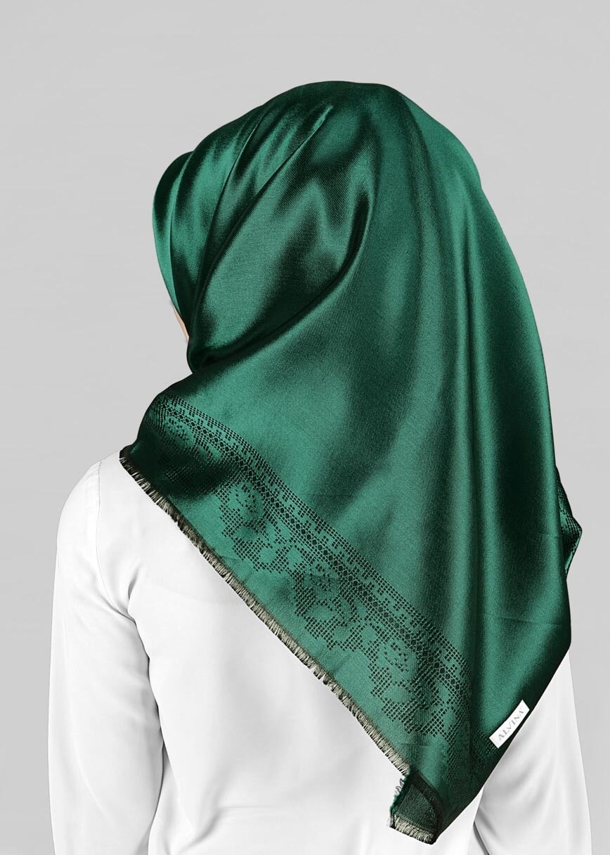 Tesettür giyim YEŞİL 9815-1 ALVİNA DANTEL DESENLİ ESARP