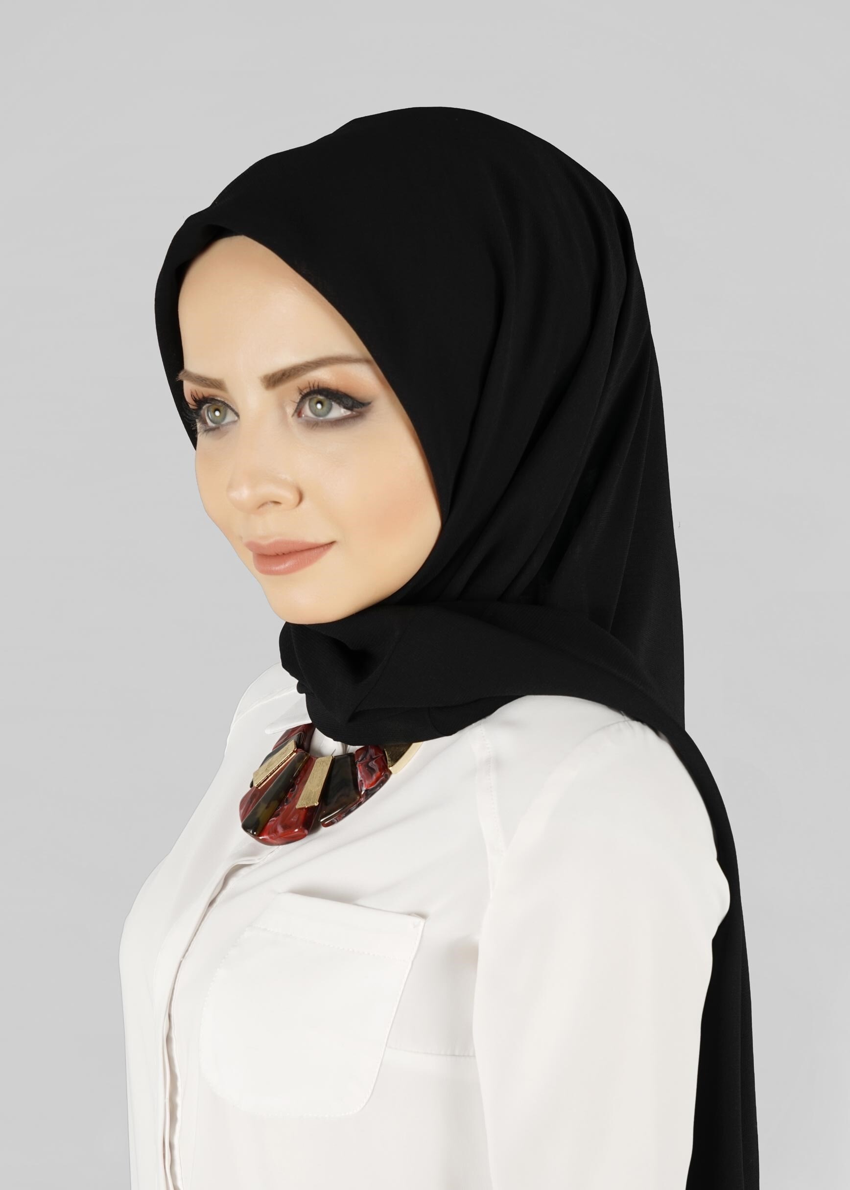 Tesettür giyim SİYAH 9829-2 ALVİNA PRATİK EŞARP