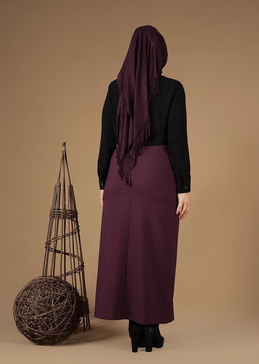 Tesettür giyim MÜRDÜM AKSESUARLI KLASİK ETEK 6898