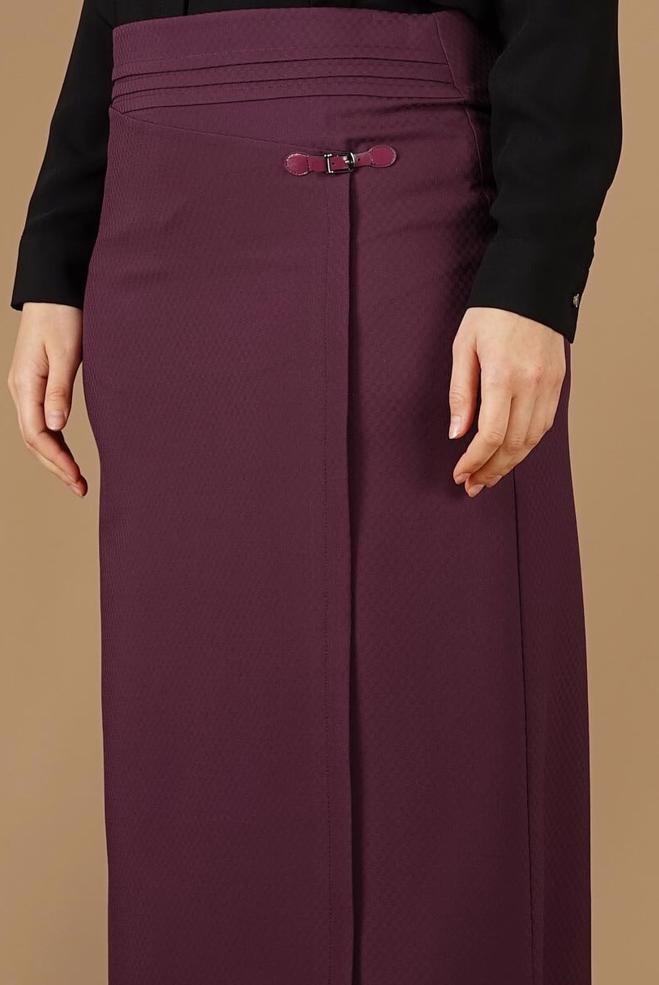 Tesettür giyim MÜRDÜM AKSESUARLI KLASİK ETEK 6898 - ALVİNA