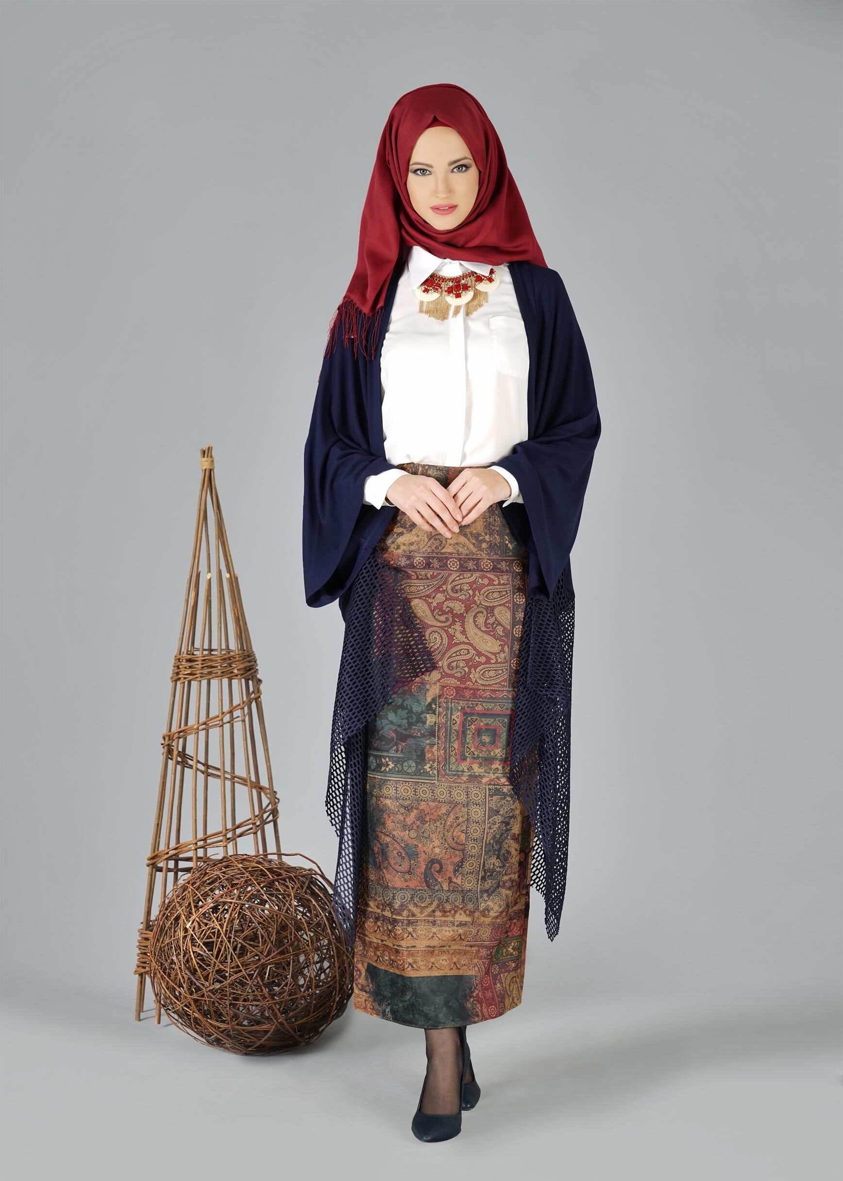 Tesettür giyim LACİVERT 6923 ETEK