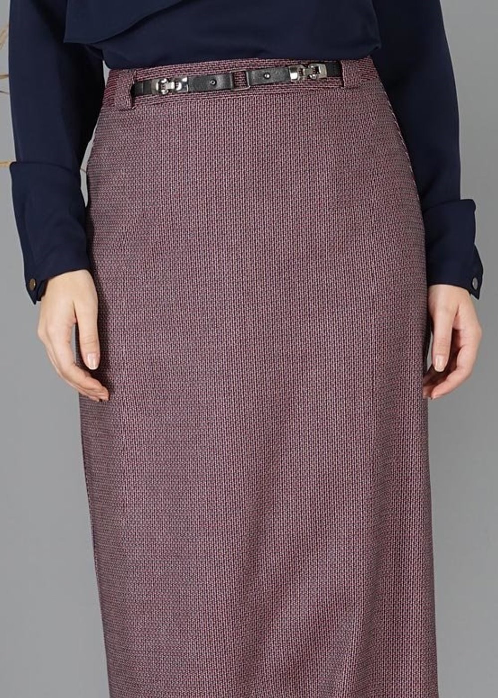 Tesettür giyim MÜRDÜM KEMER DETAYLI KLASİK ETEK 6927