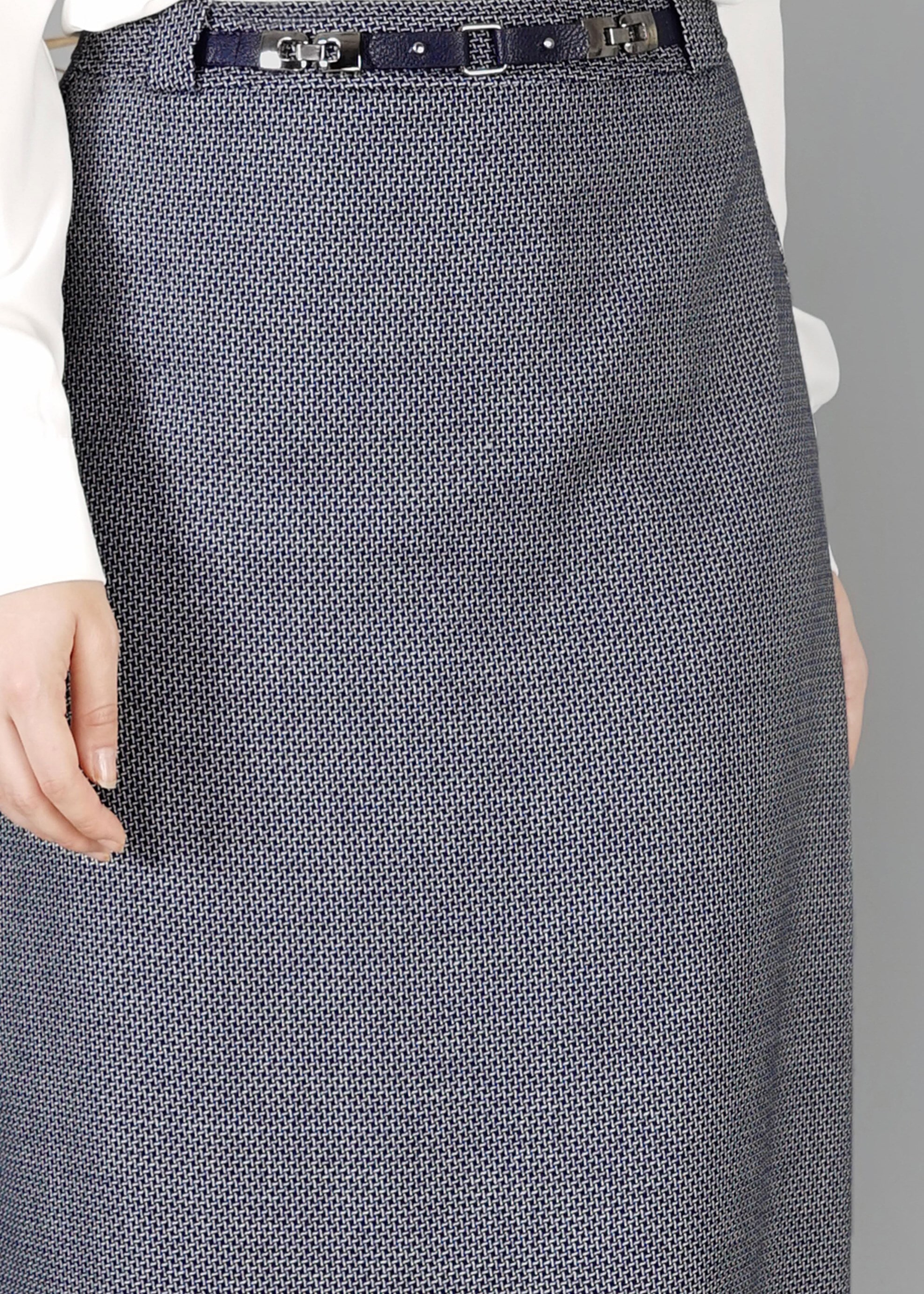 Tesettür giyim LACİVERT KEMER DETAYLI KLASİK ETEK 6927