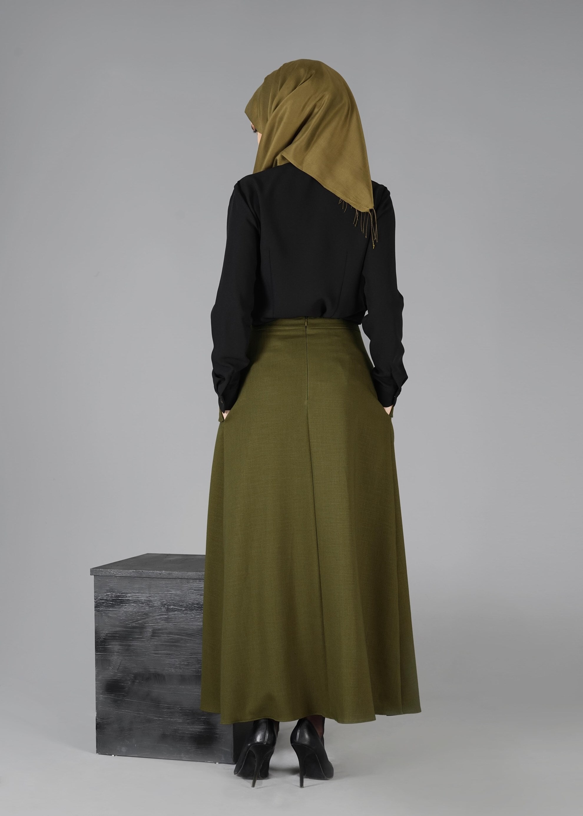 Tesettür giyim YEŞİL 6929 ETEK