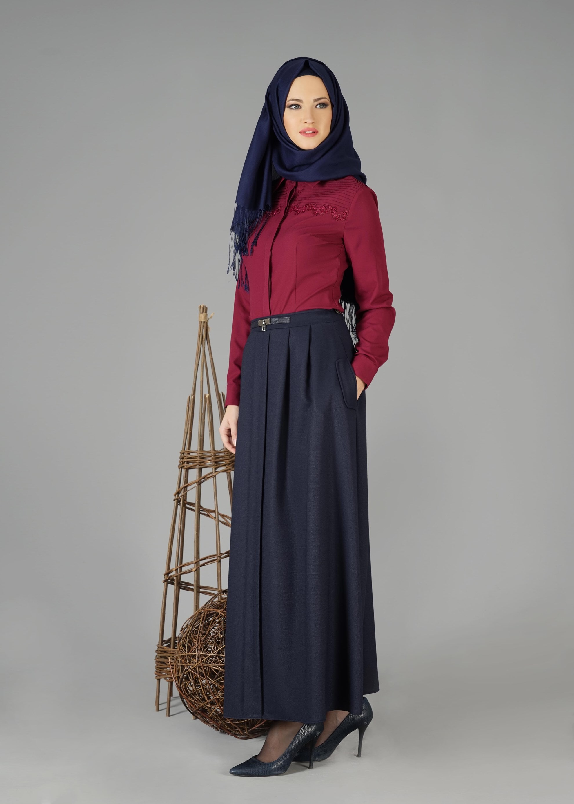 Tesettür giyim LACİVERT 6929 ETEK