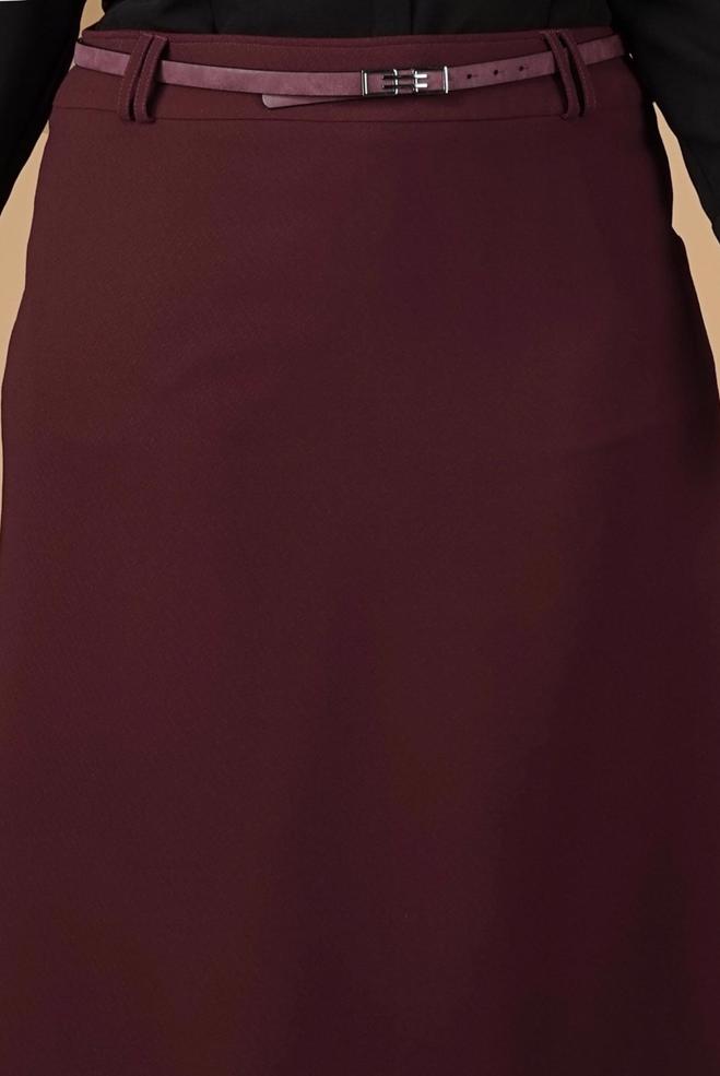 Tesettür giyim MÜRDÜM GİZLİ YIRTMAÇLI KLASİK ETEK 6930 - ALVİNA