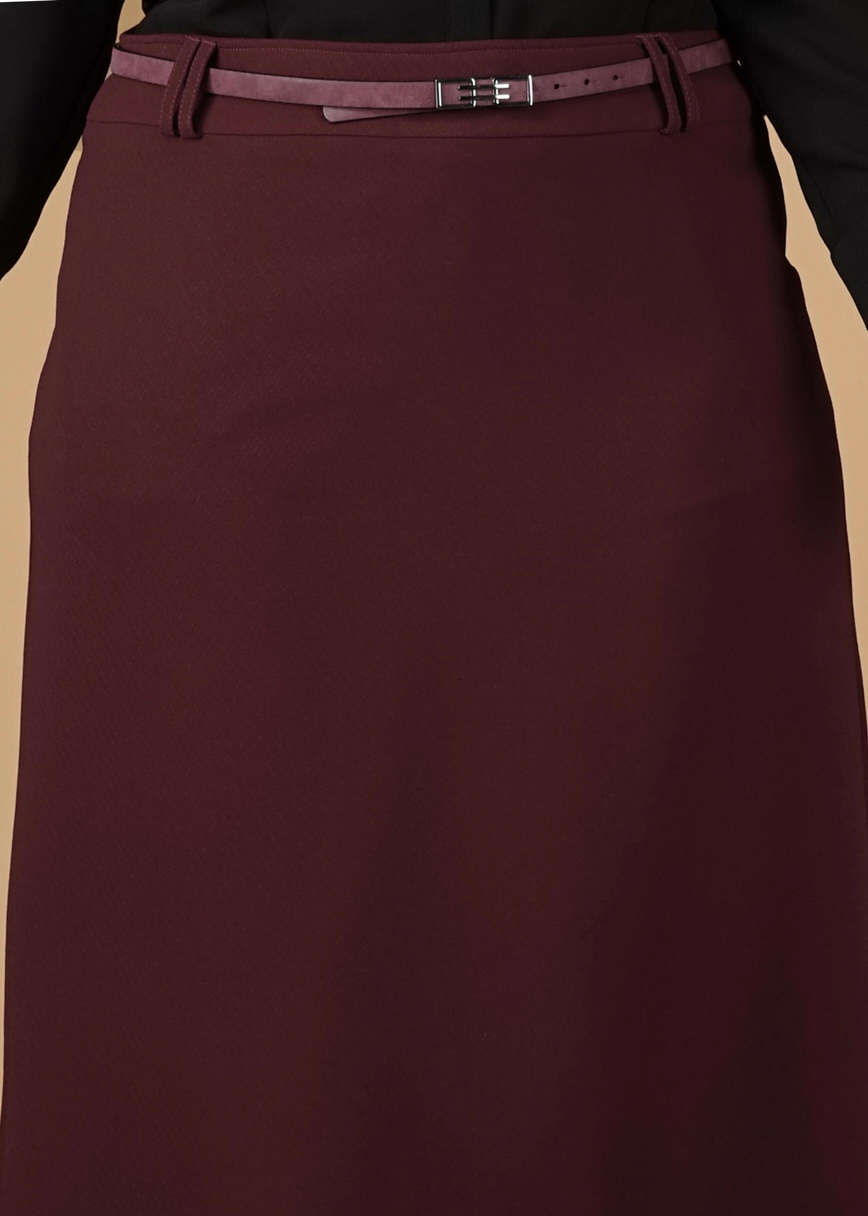 Tesettür giyim MÜRDÜM GİZLİ YIRTMAÇLI KLASİK ETEK 6930