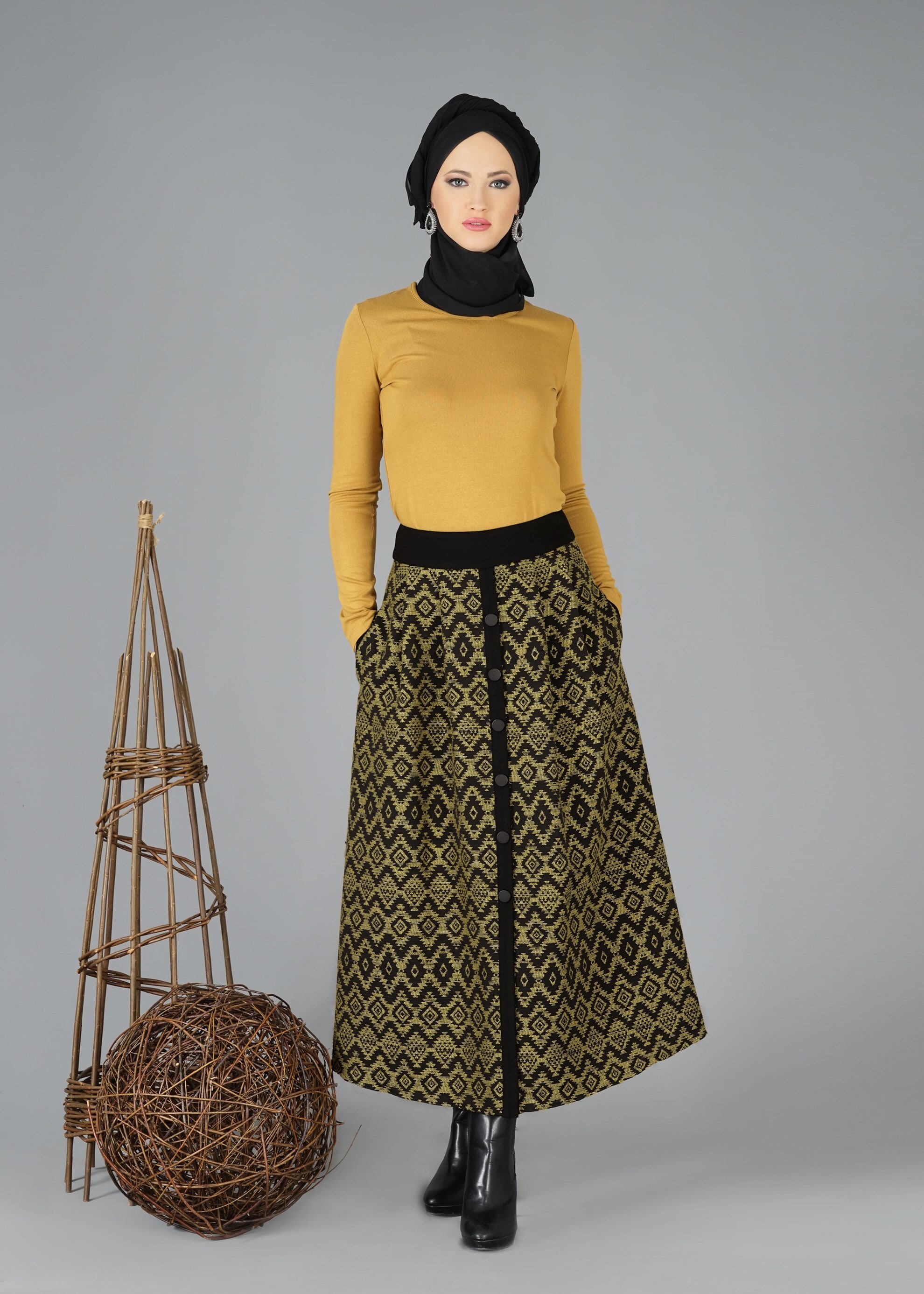 Tesettür giyim SİYAH 6931 ETEK