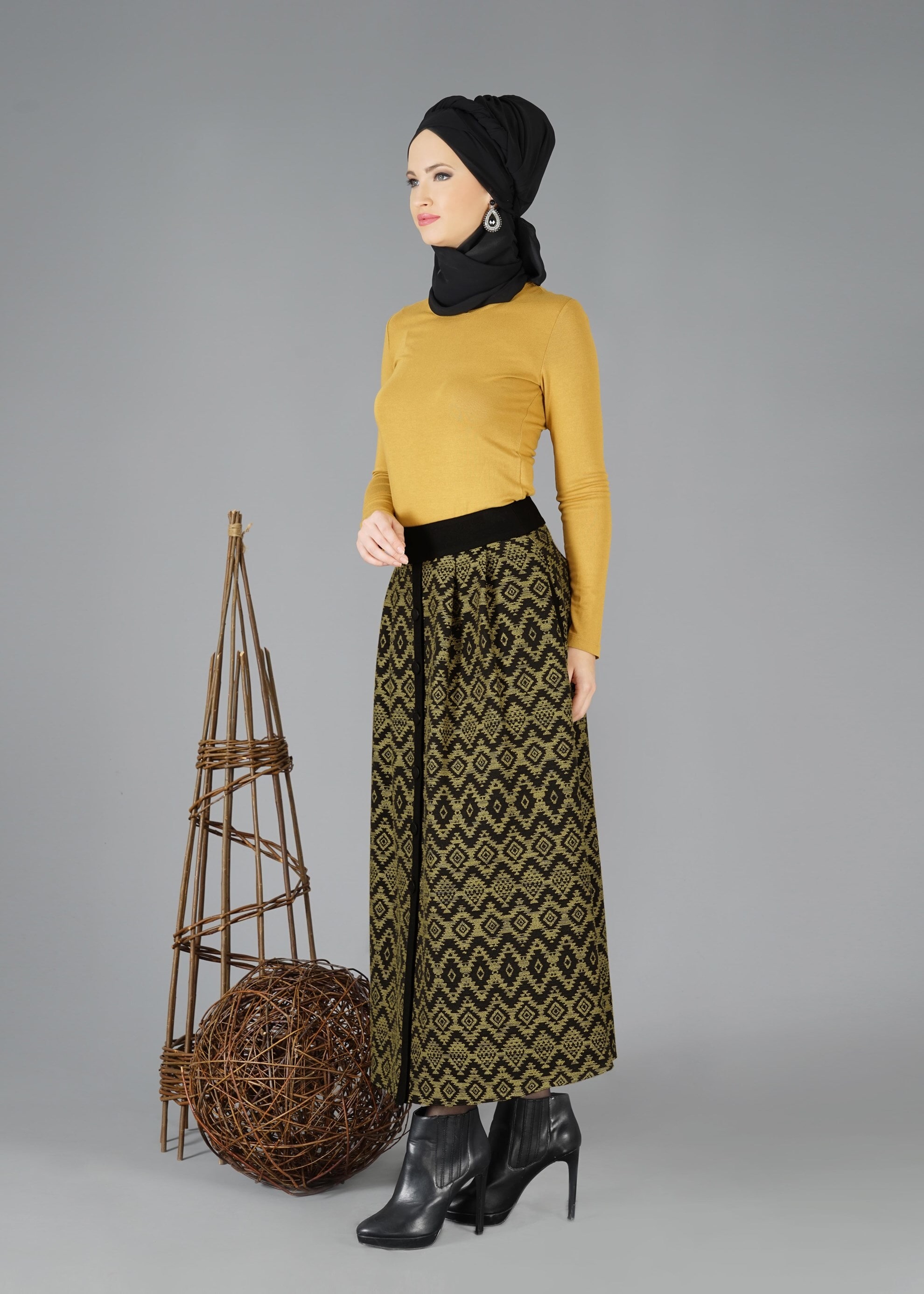 Tesettür giyim SİYAH 6931 ETEK