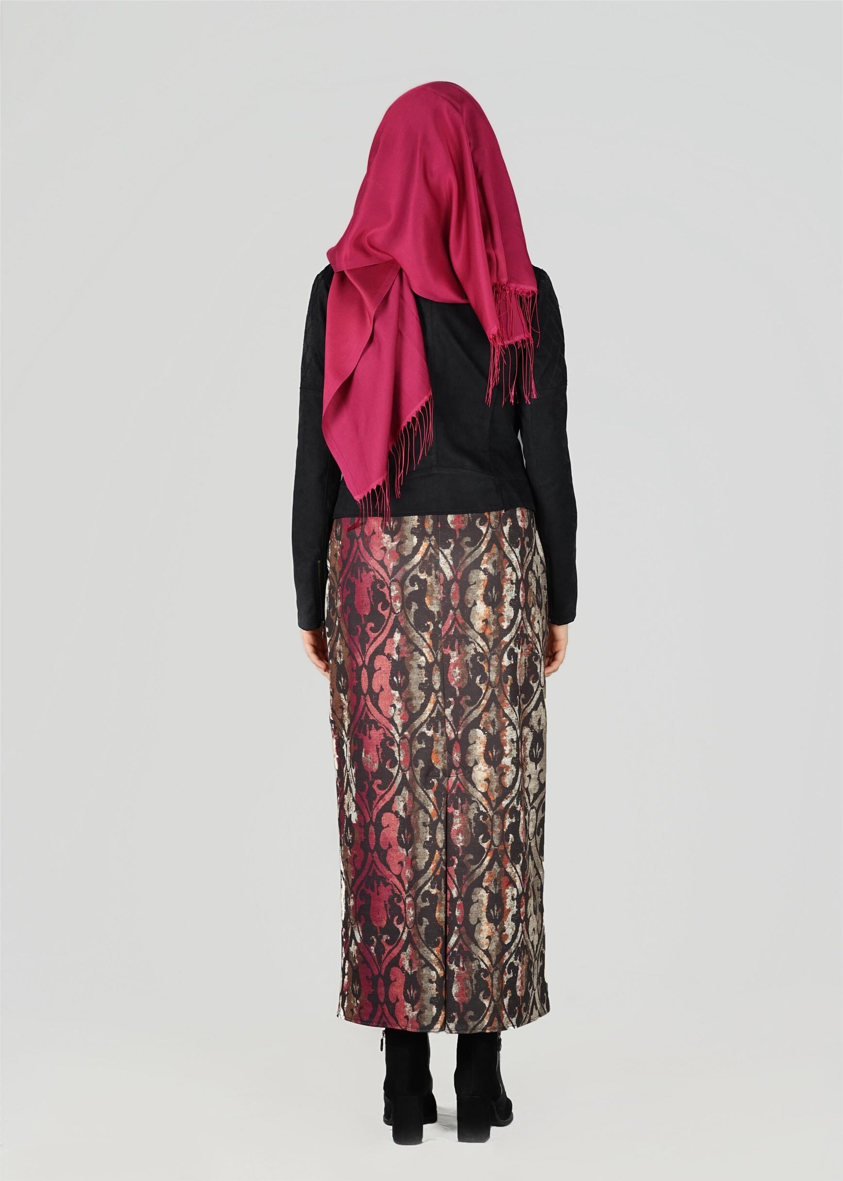 Tesettür giyim MÜRDÜM ETNİK DESENLİ ETEK 6932