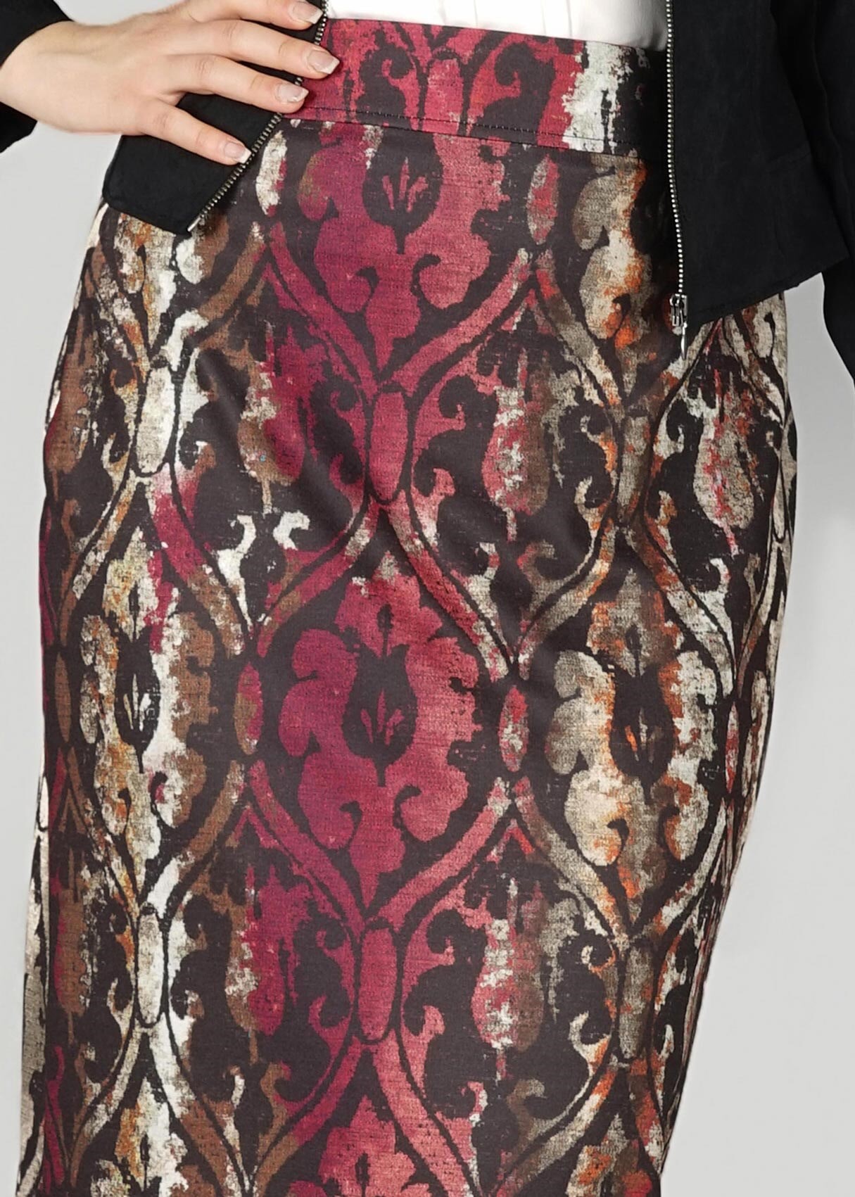 Tesettür giyim MÜRDÜM ETNİK DESENLİ ETEK 6932