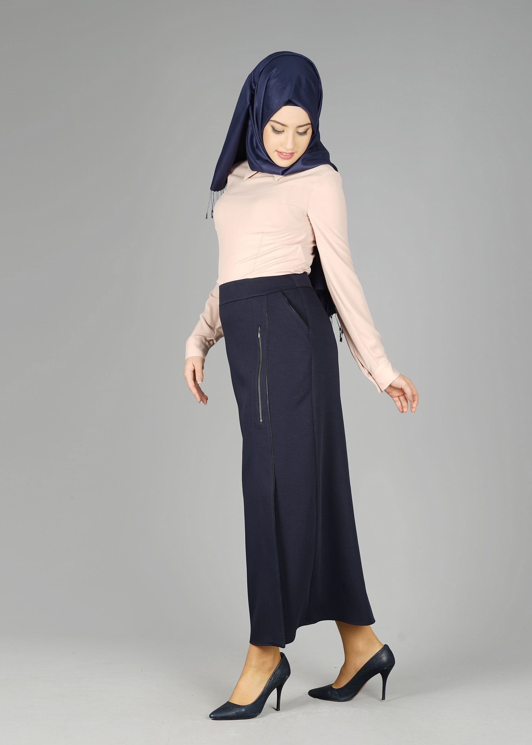 Tesettür giyim LACİVERT 6934 ETEK