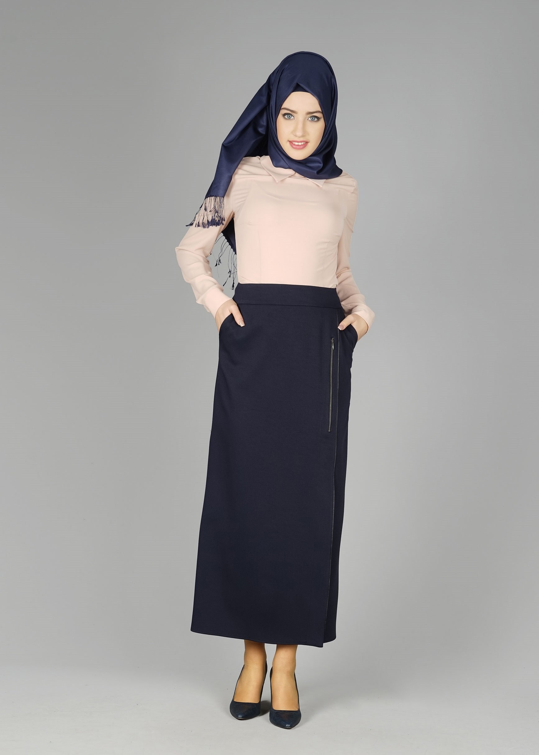 Tesettür giyim LACİVERT 6934 ETEK