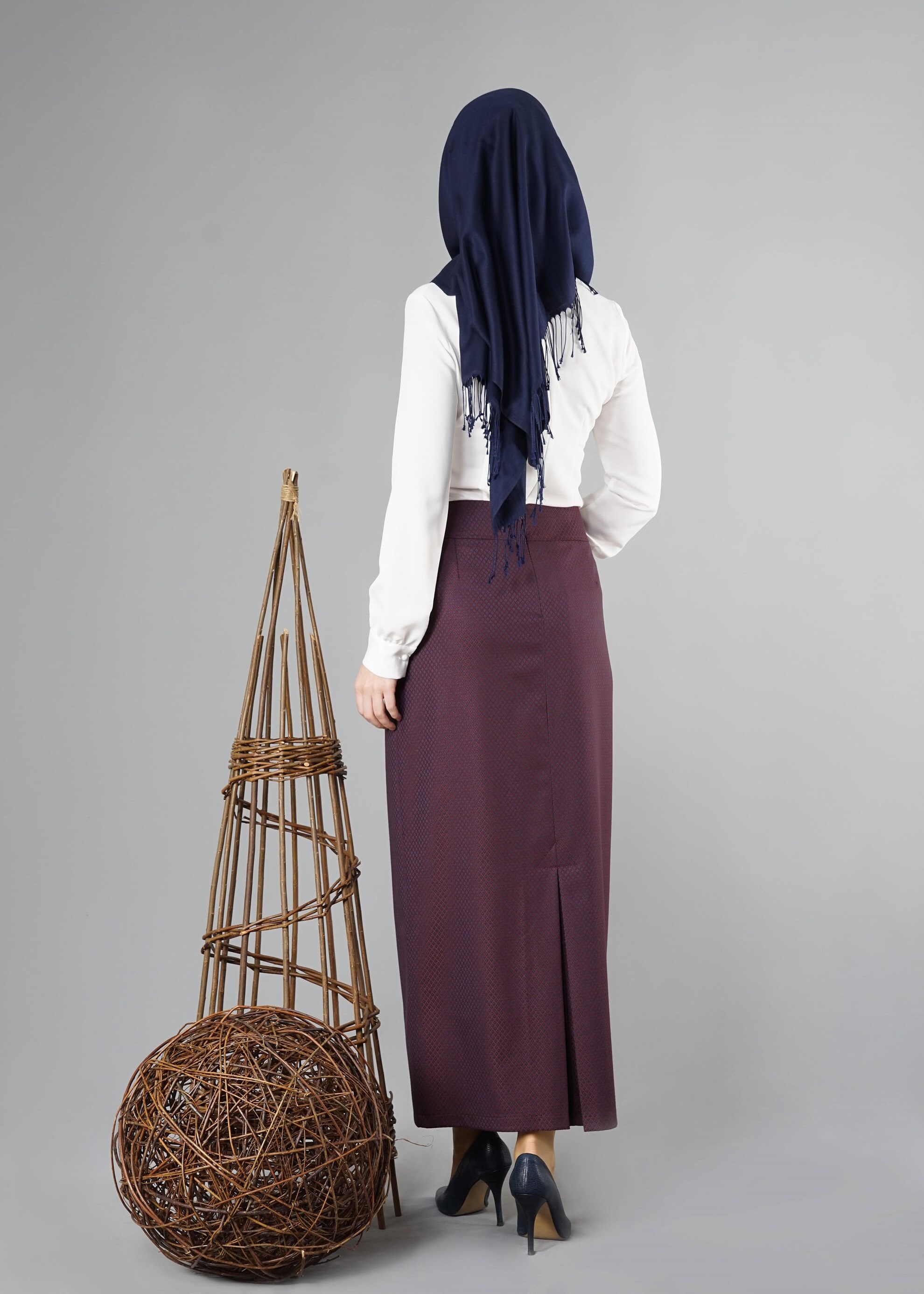 Tesettür giyim MÜRDÜM CEP DETAYLI DESENLİ ETEK 6935