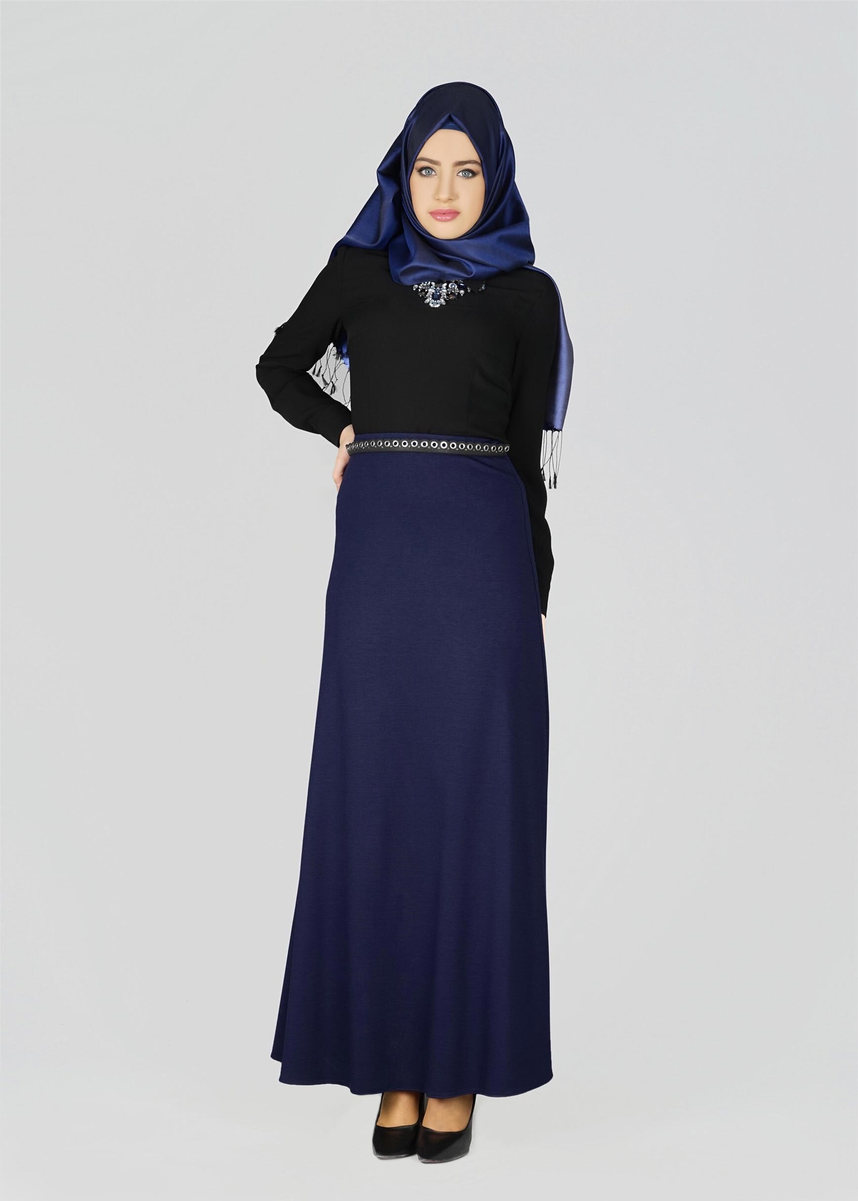 Tesettür giyim LACİVERT A KESİM ETEK 6943