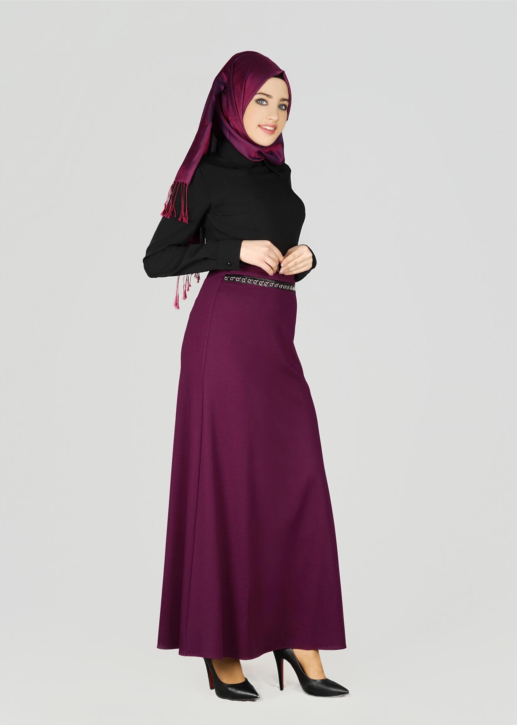 Tesettür giyim MOR A KESİM ETEK 6943