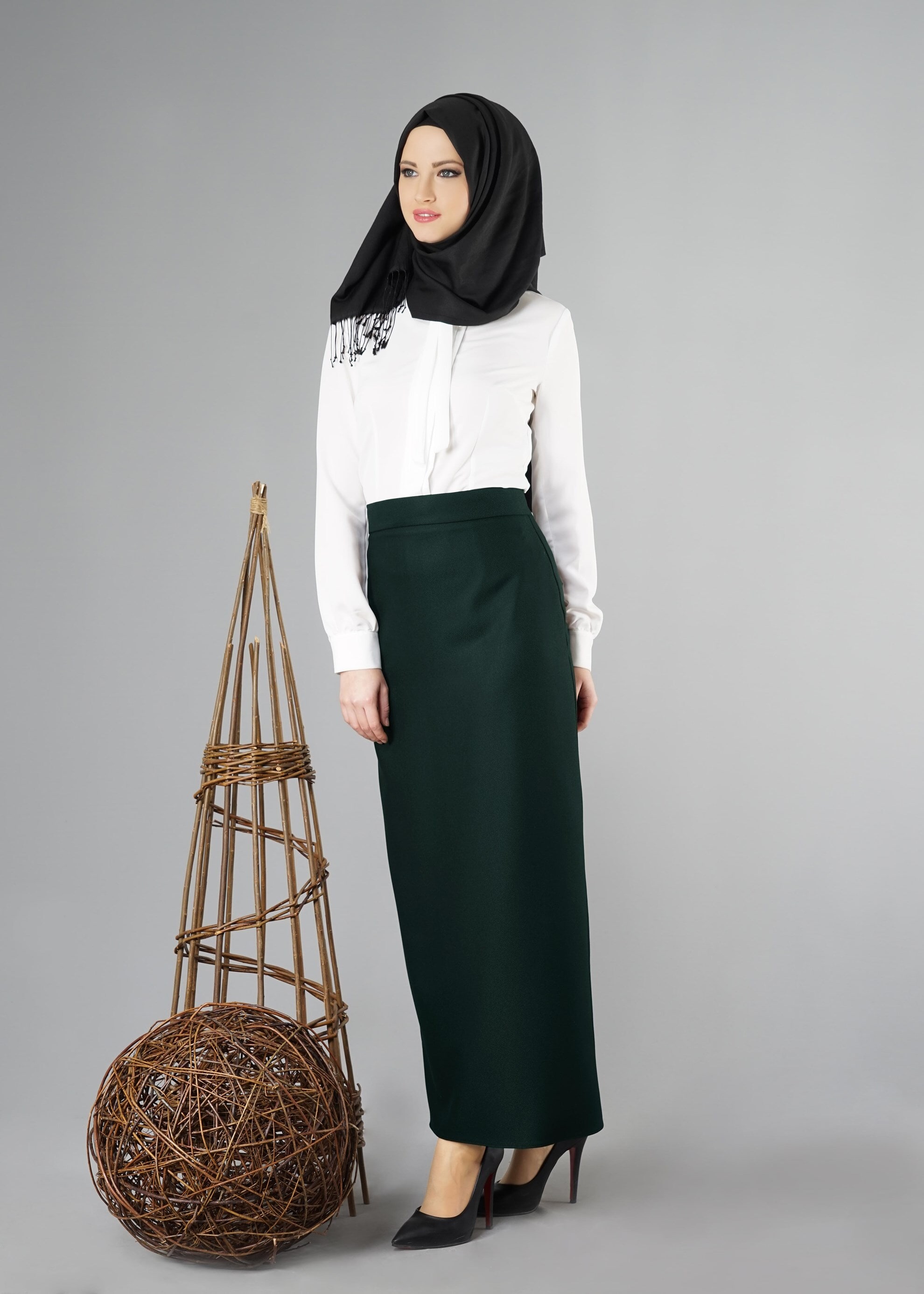 Tesettür giyim YEŞİL 6944 ETEK