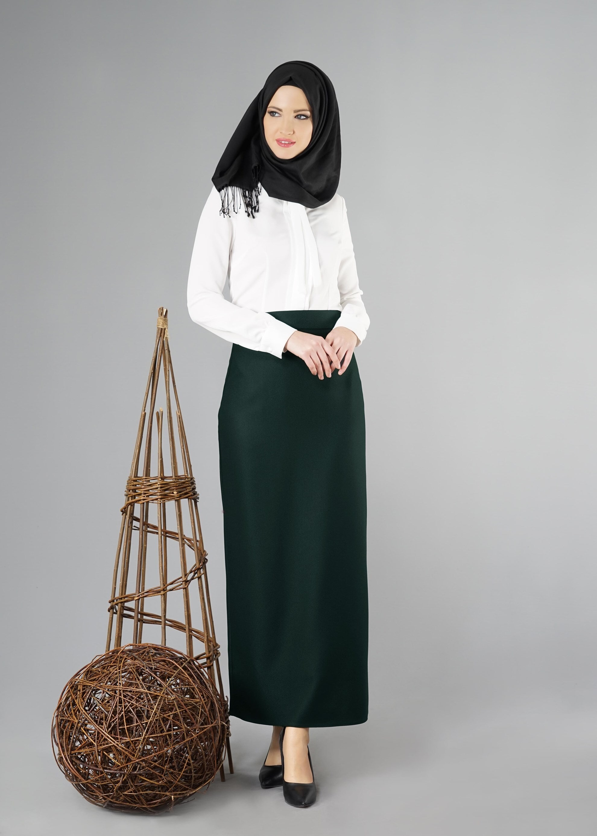 Tesettür giyim YEŞİL 6944 ETEK