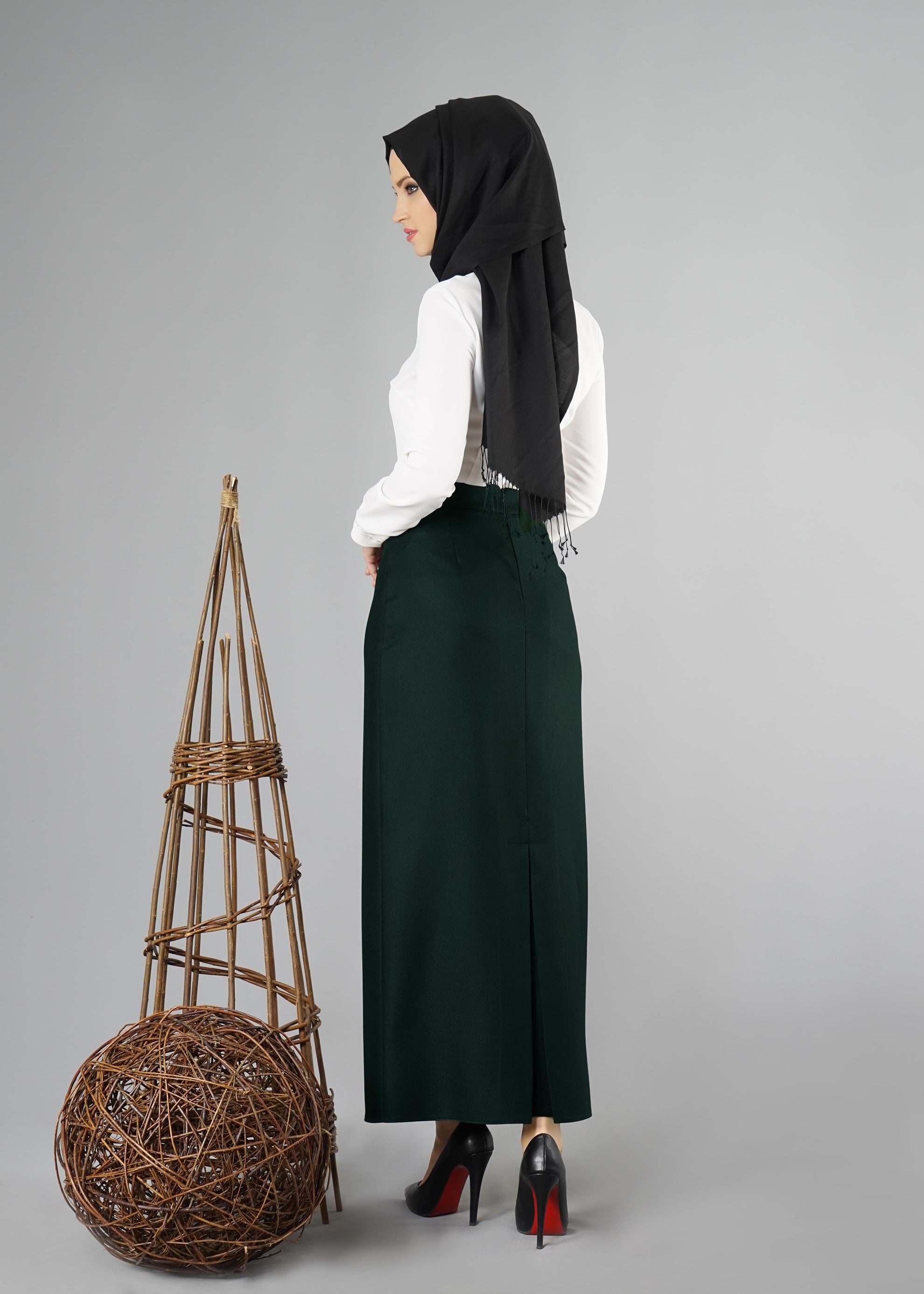 Tesettür giyim YEŞİL 6944 ETEK