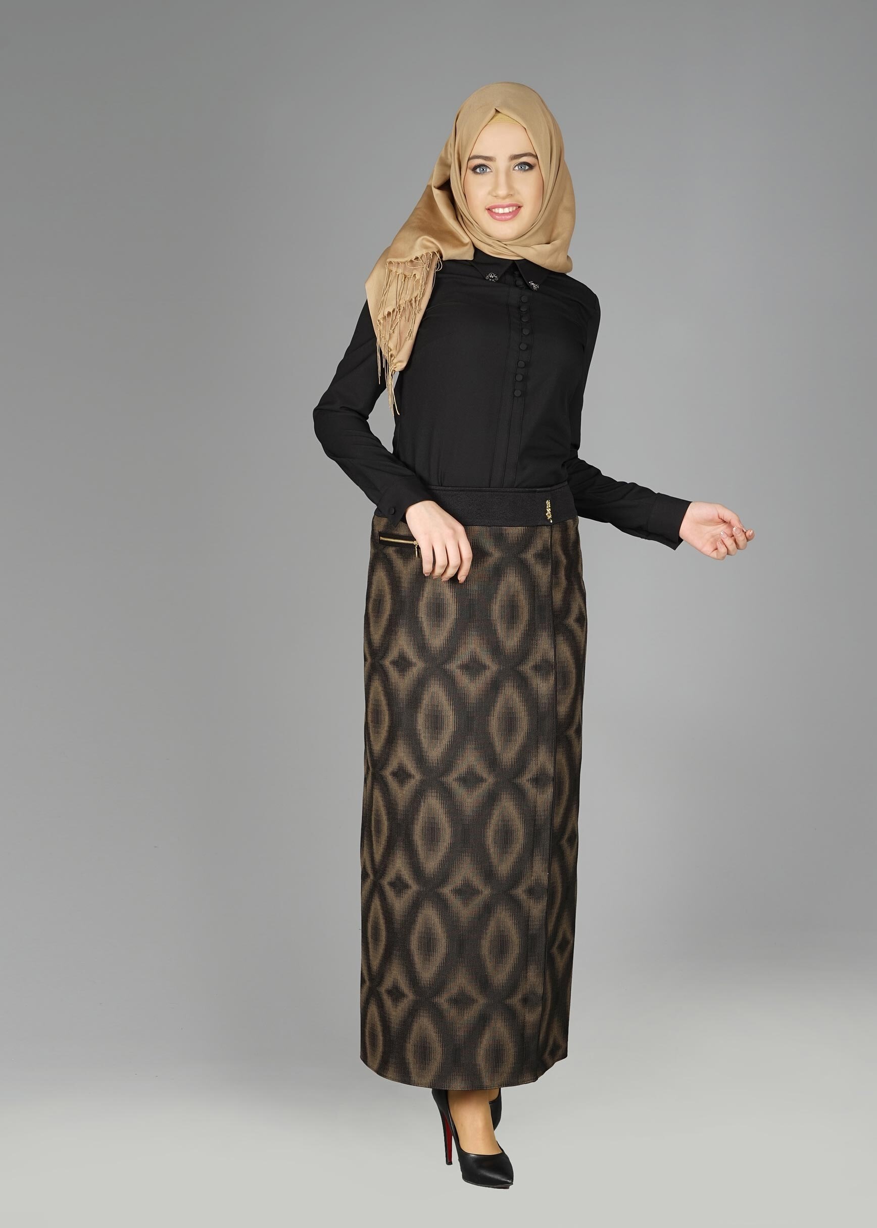 Tesettür giyim SİYAH 6945 ETEK