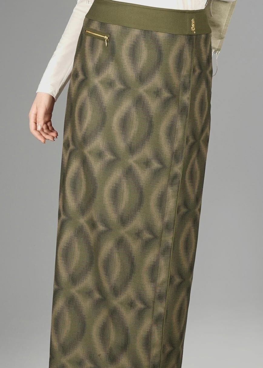 Tesettür giyim HAKİ 6945 ETEK