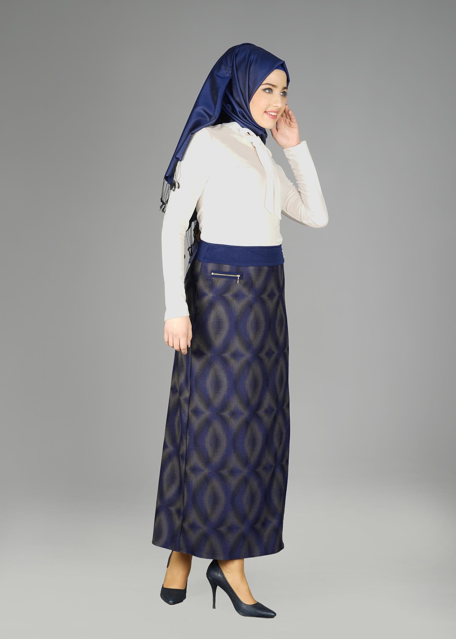 Tesettür giyim LACİVERT 6945 ETEK
