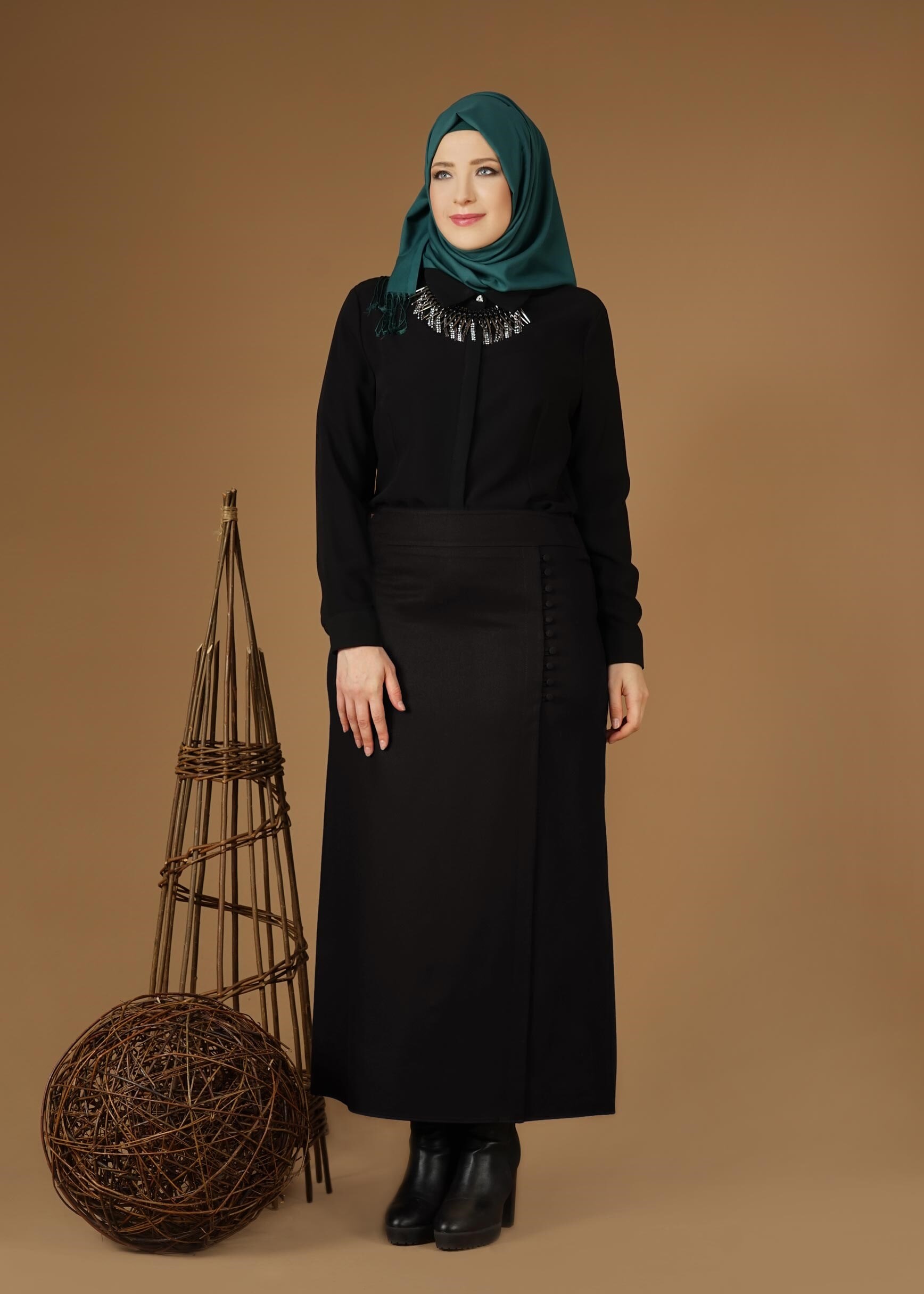 Tesettür giyim SİYAH 6946 ETEK