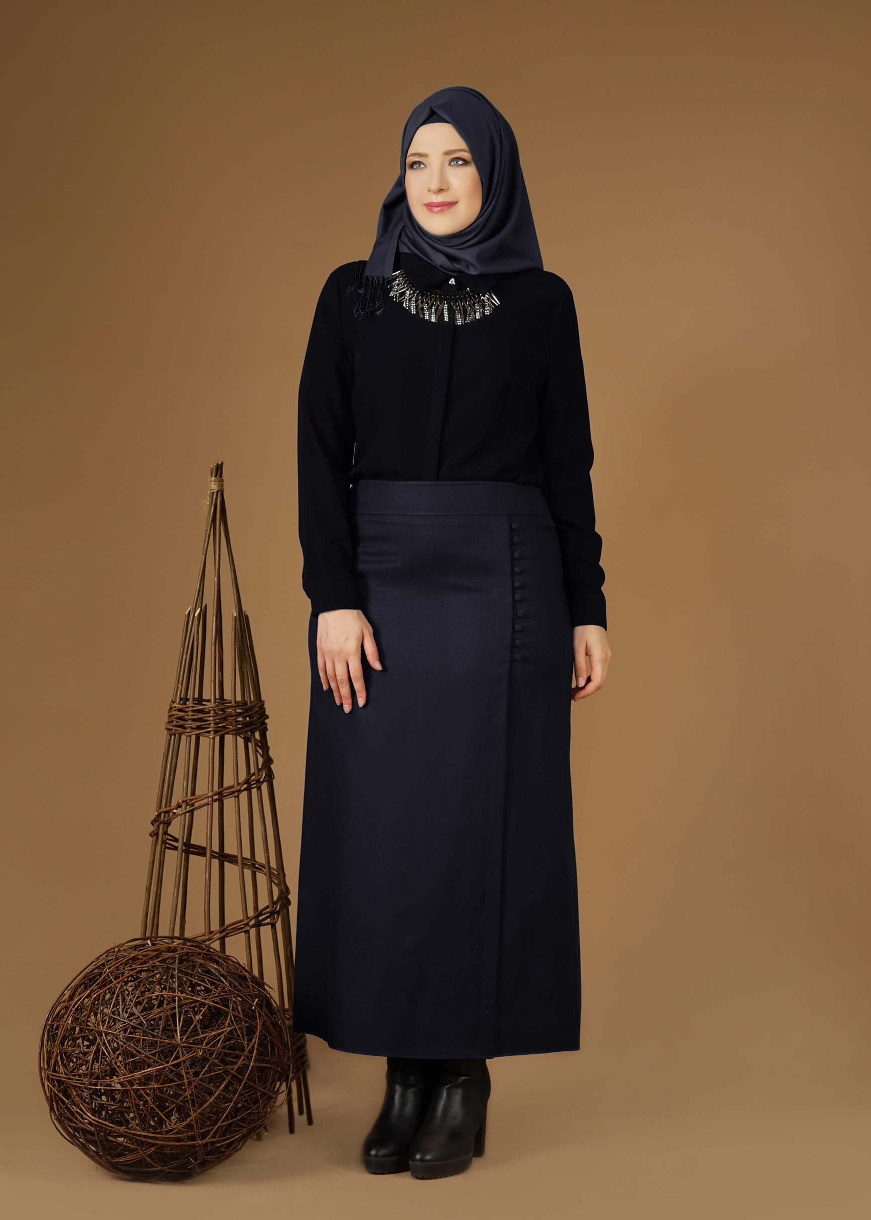 Tesettür giyim LACİVERT 6946 ETEK