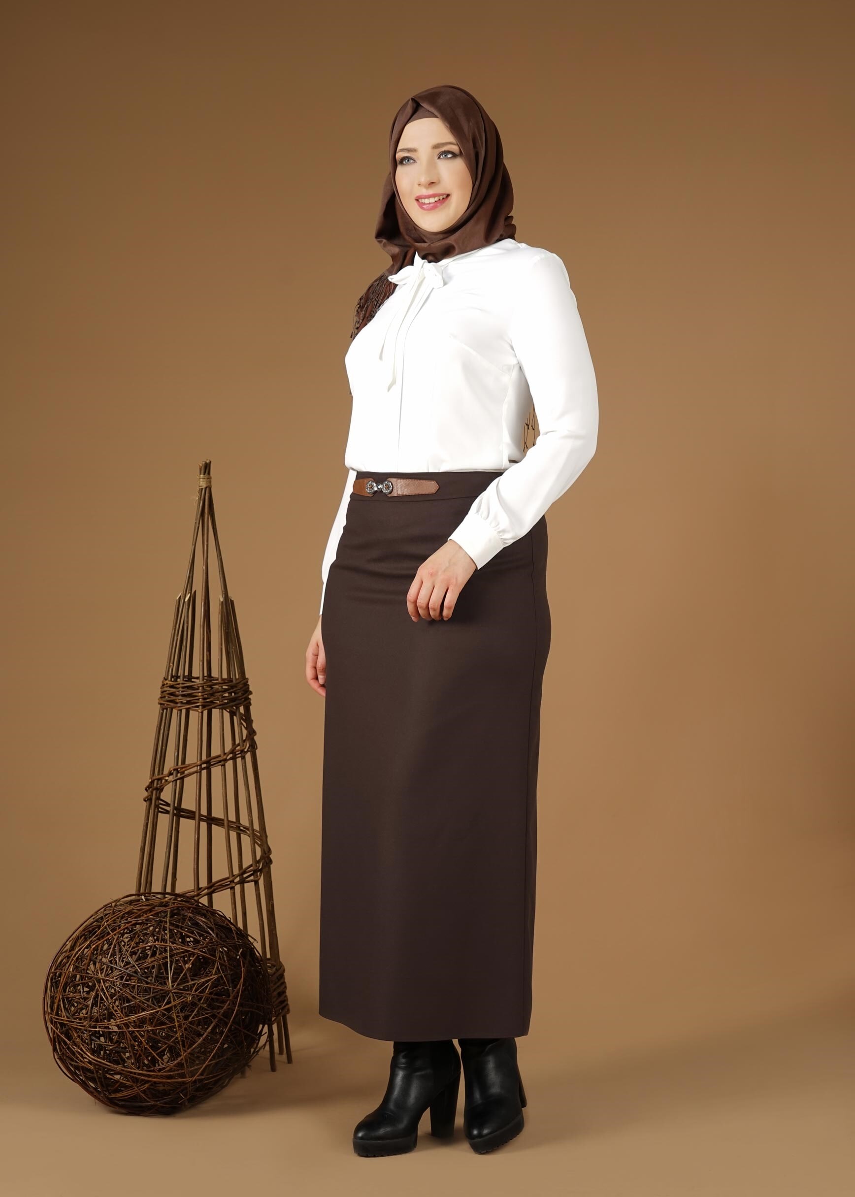 Tesettür giyim KAHVE 6947 ETEK