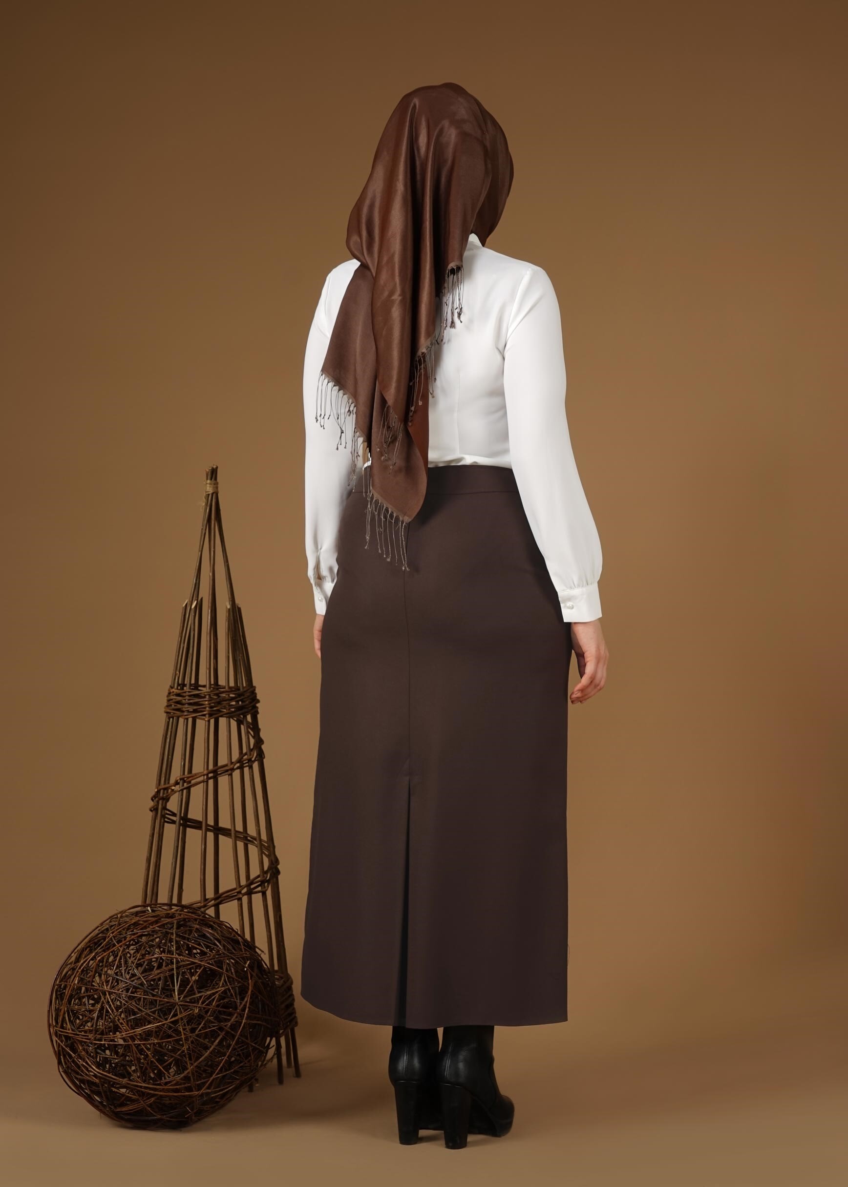 Tesettür giyim KAHVE 6947 ETEK