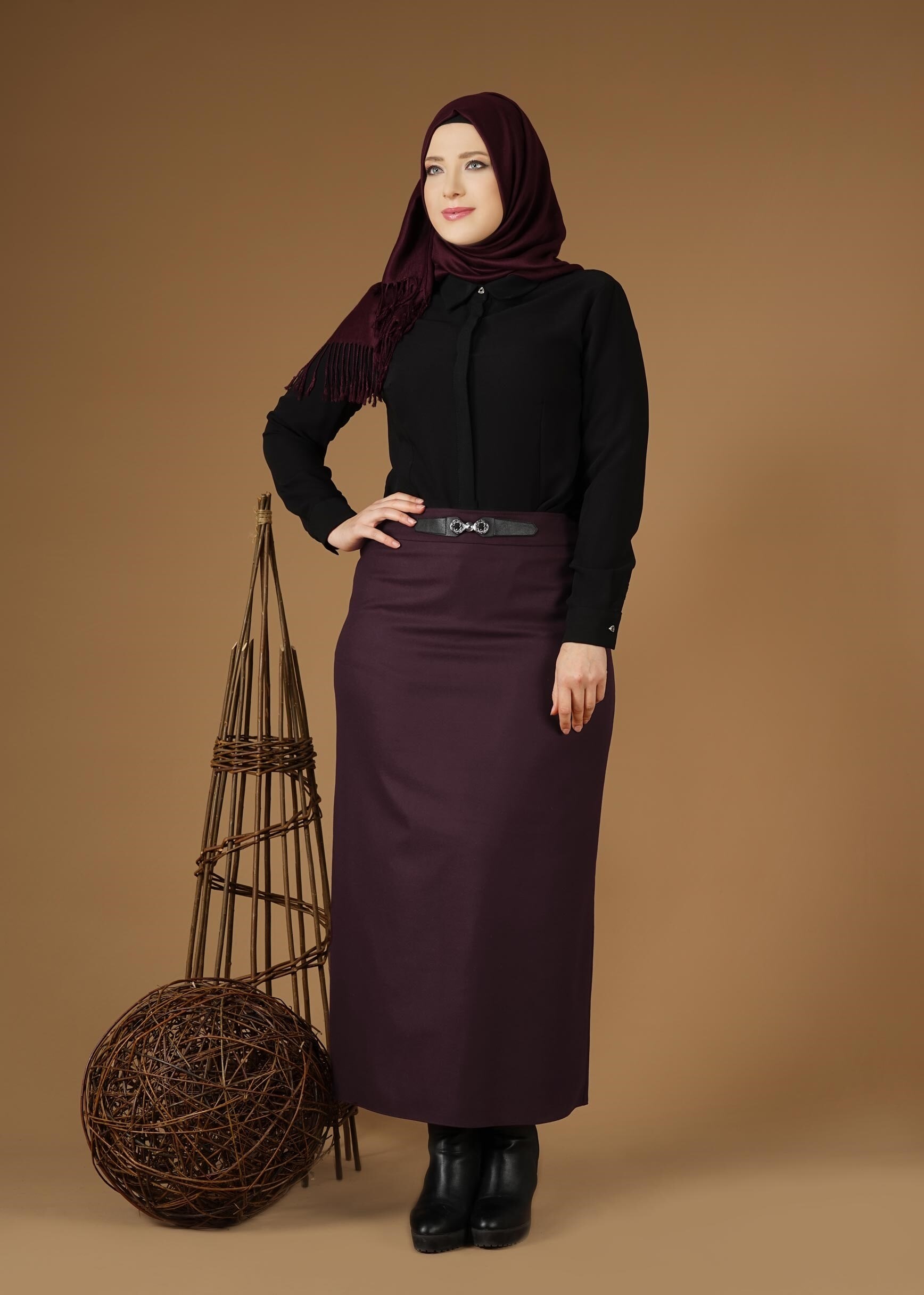 Tesettür giyim MÜRDÜM 6947 ETEK