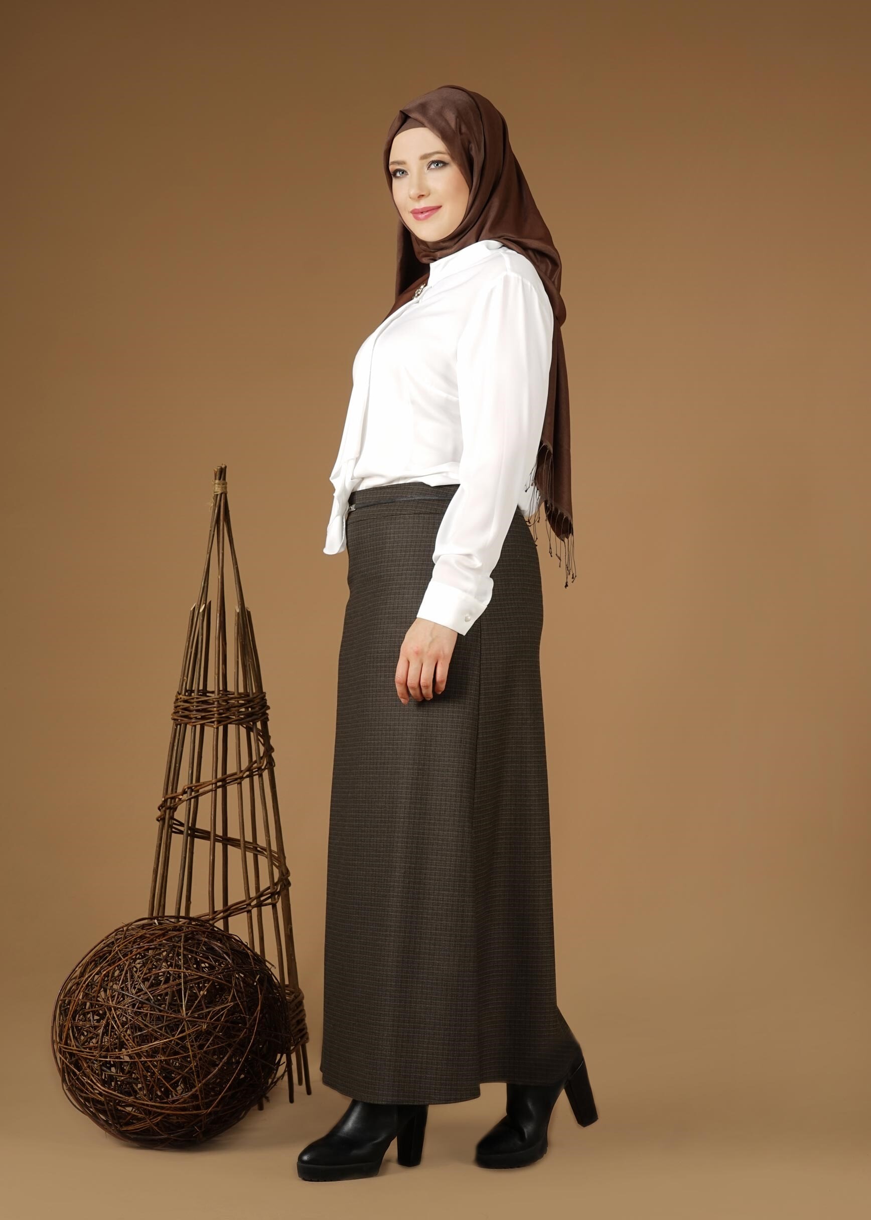 Tesettür giyim VİZON 6948 ETEK