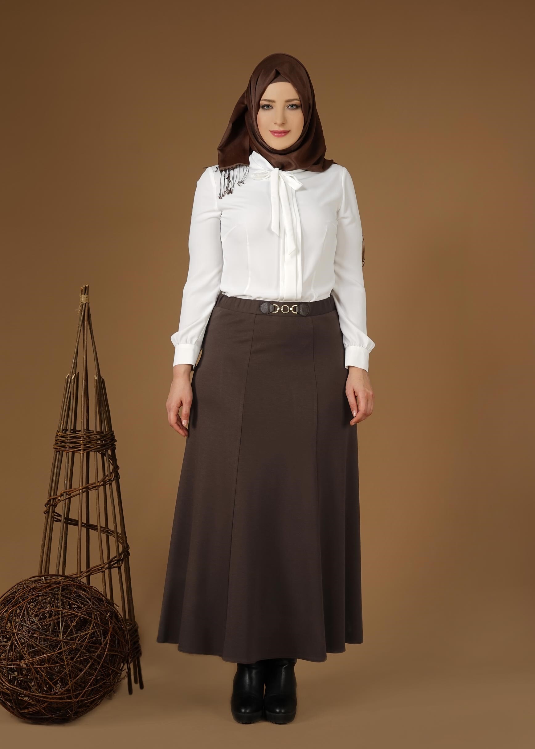 Tesettür giyim KAHVE 6950 ETEK