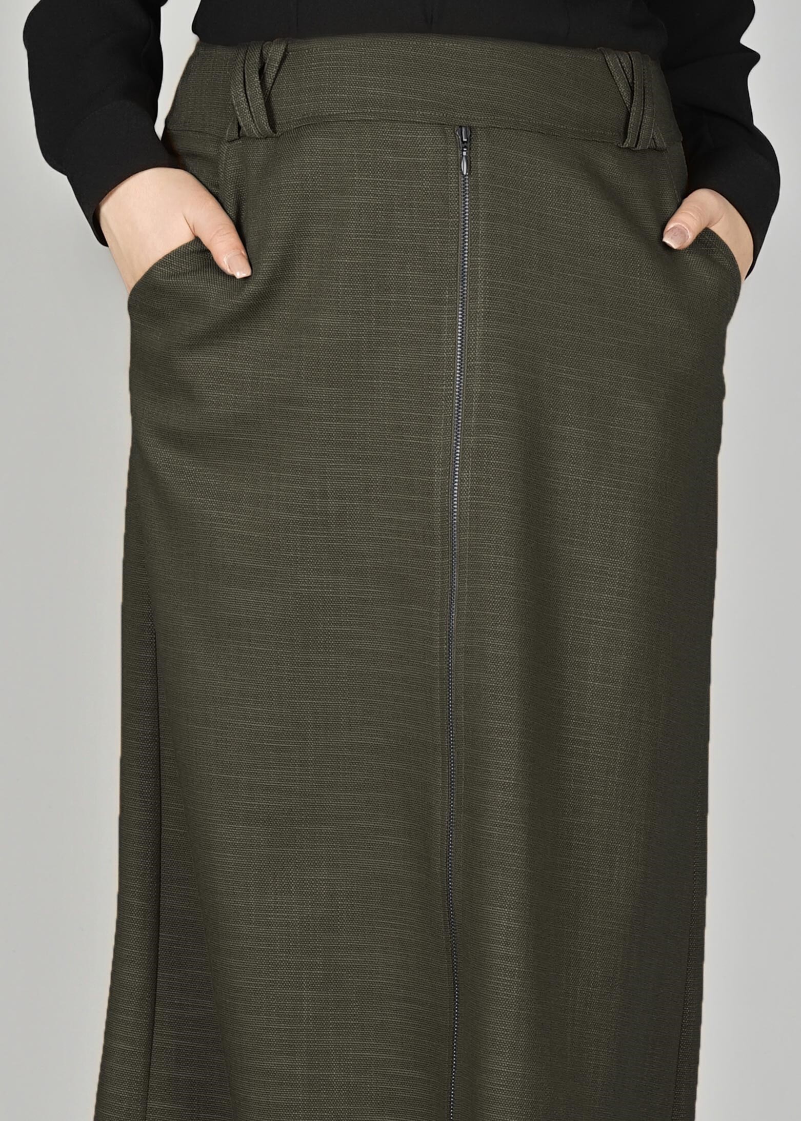 Tesettür giyim HAKİ 6952 ETEK