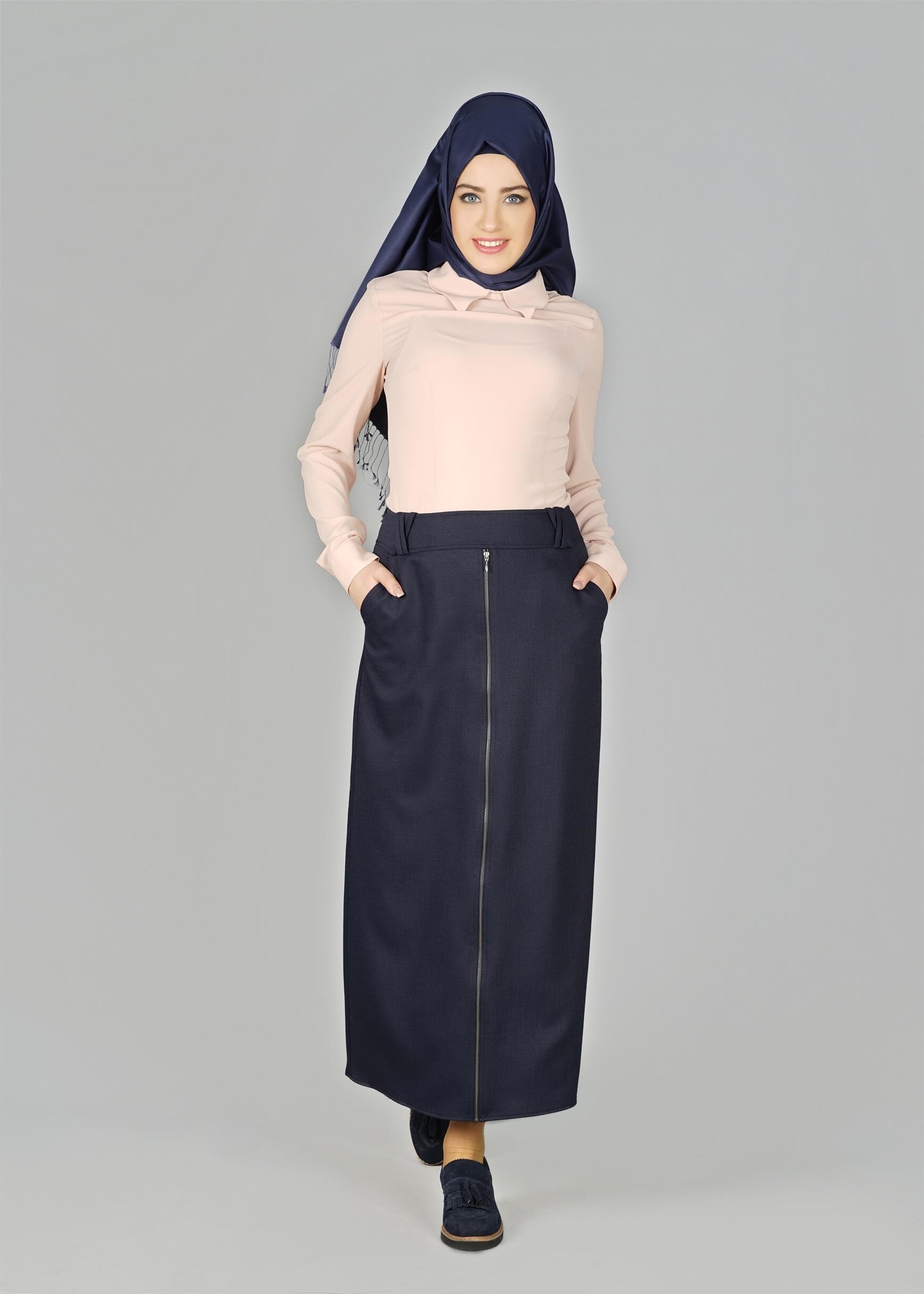 Tesettür giyim LACİVERT 6952 ETEK