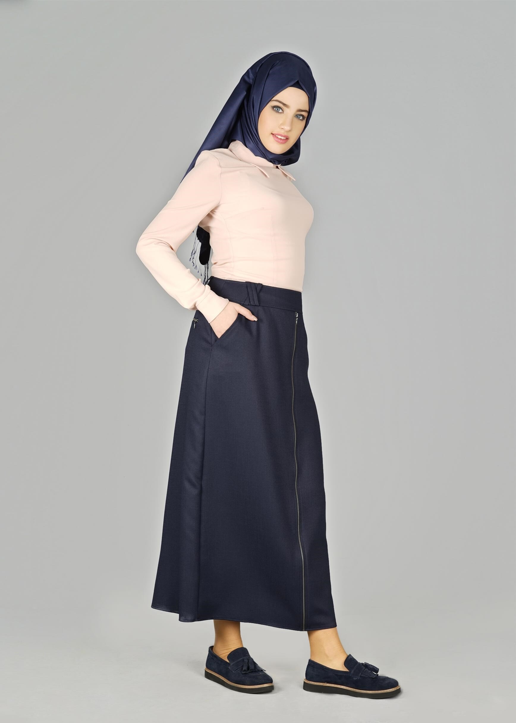 Tesettür giyim LACİVERT 6952 ETEK