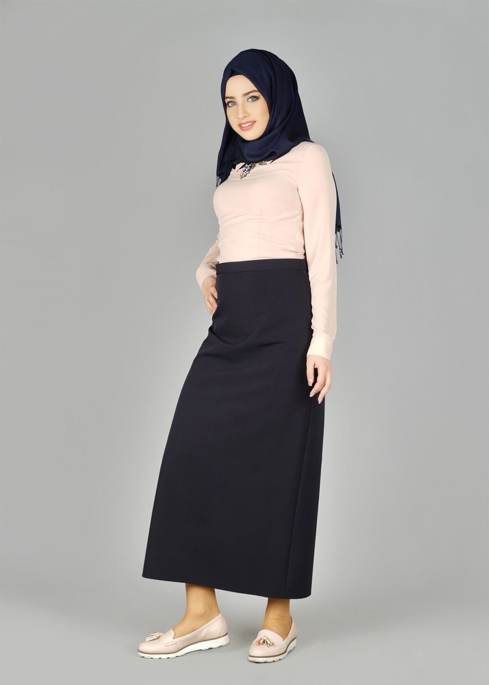 Tesettür giyim LACİVERT 6957 ETEK