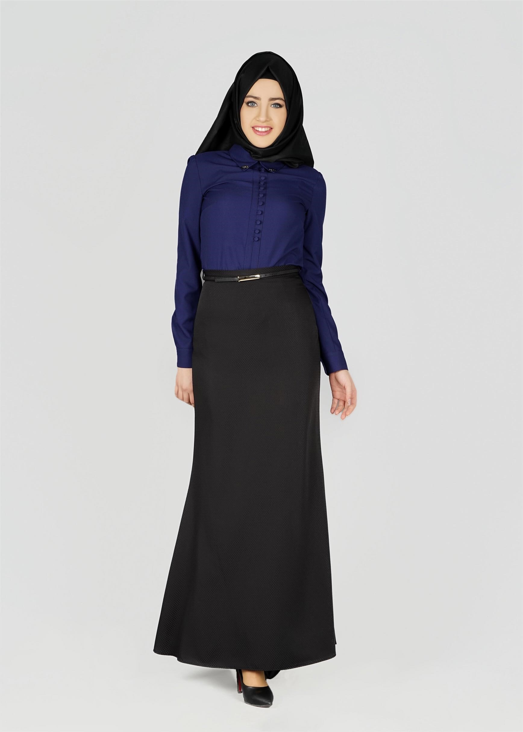 Tesettür giyim SİYAH A KESİM ETEK 6960