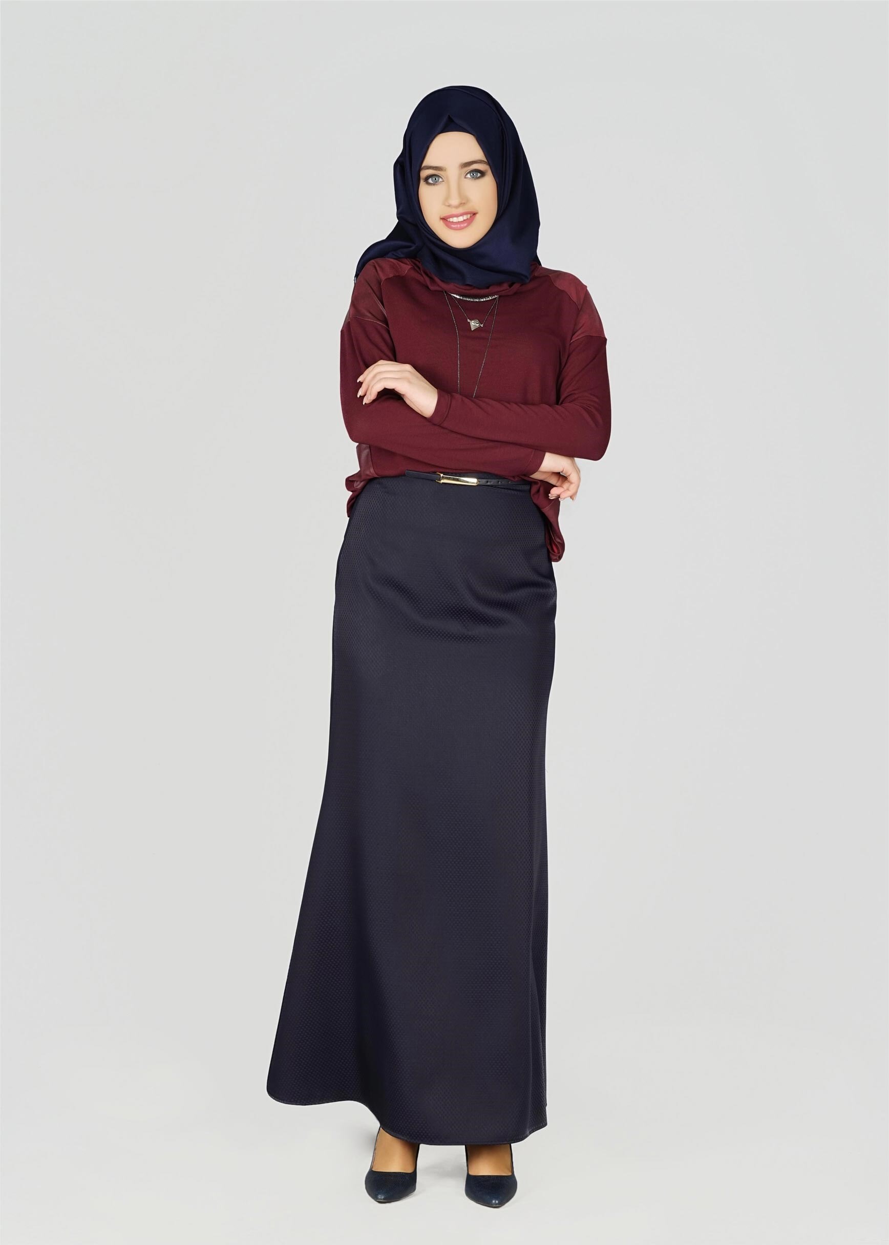 Tesettür giyim LACİVERT A KESİM ETEK 6960
