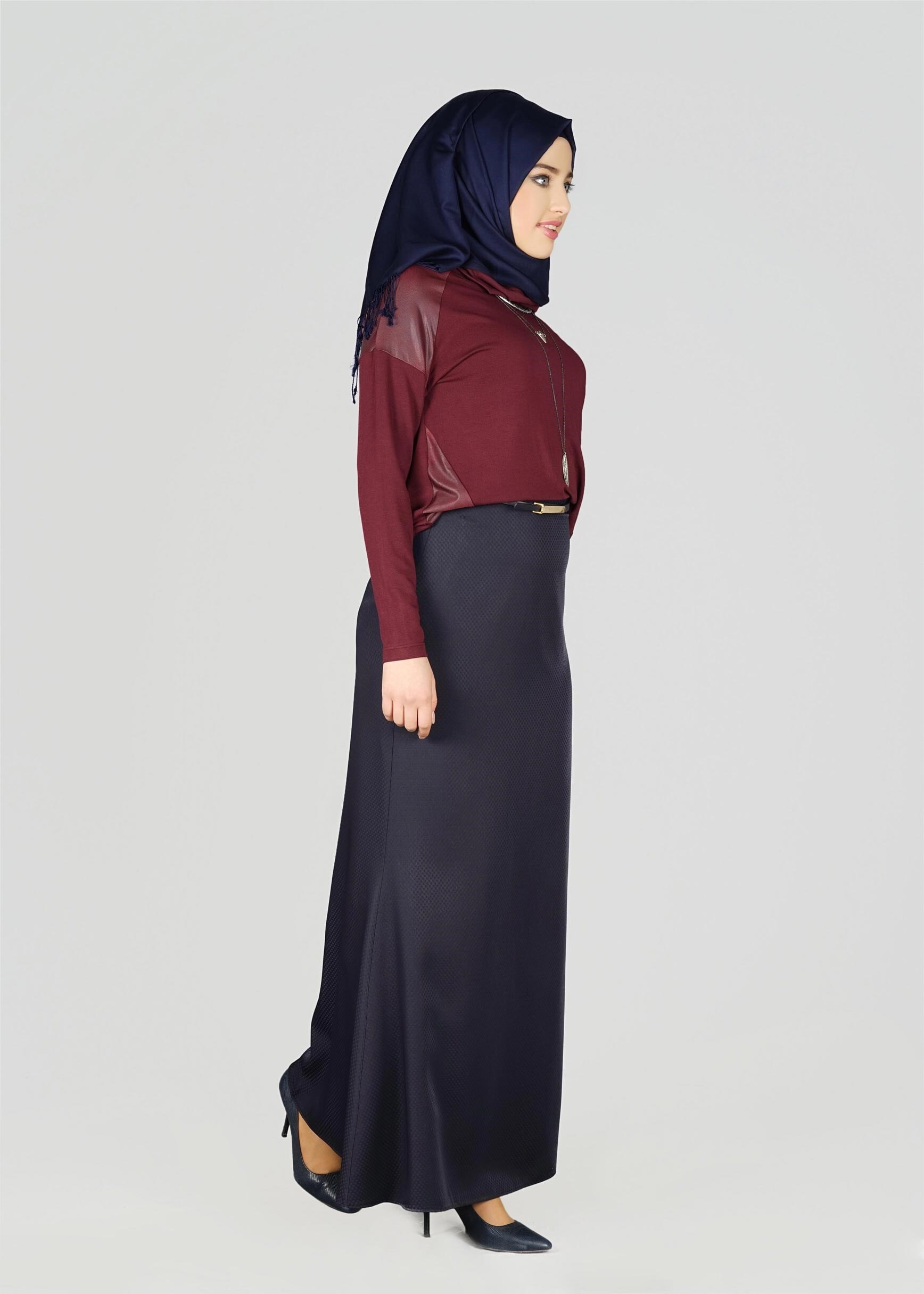 Tesettür giyim LACİVERT A KESİM ETEK 6960