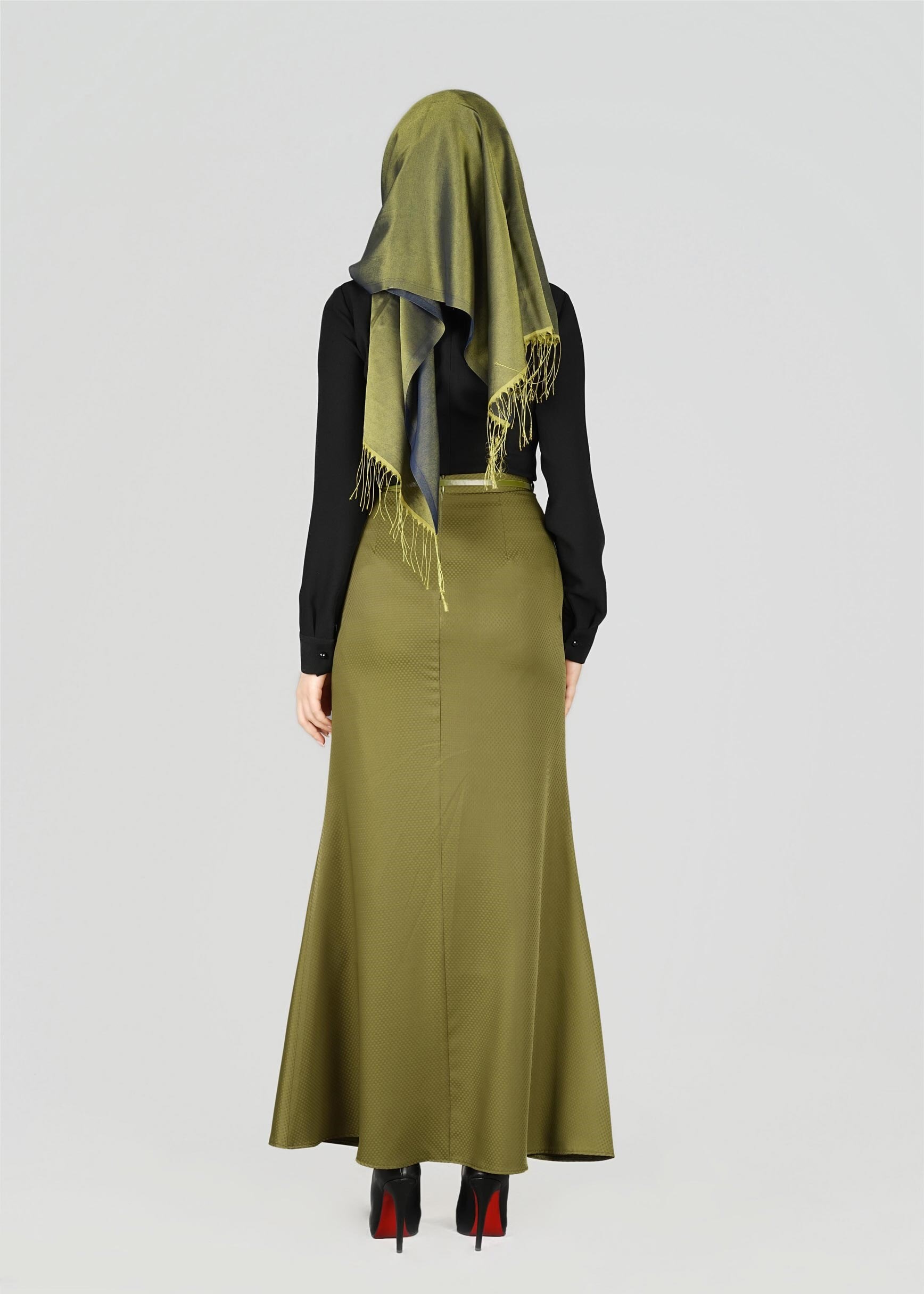 Tesettür giyim YEŞİL A KESİM ETEK 6960