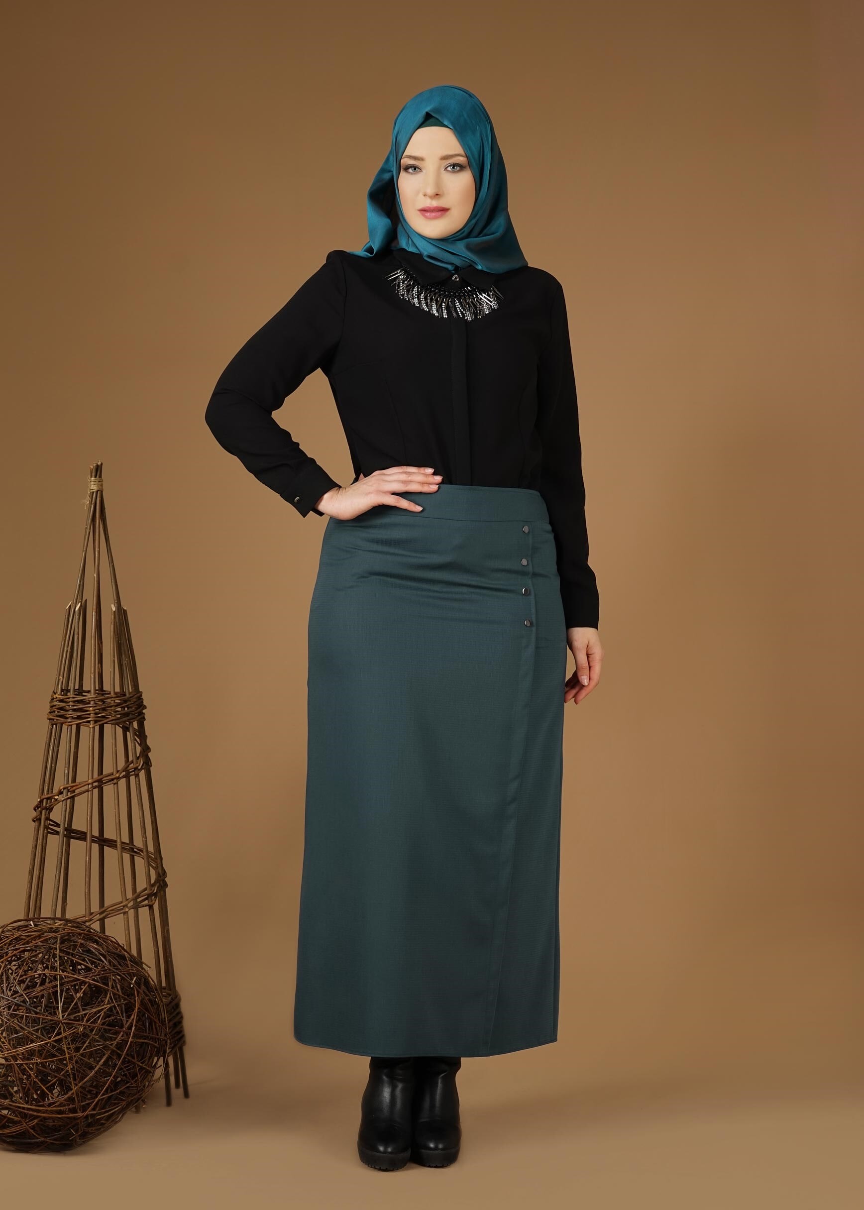 Tesettür giyim MAVİ 6961 ETEK