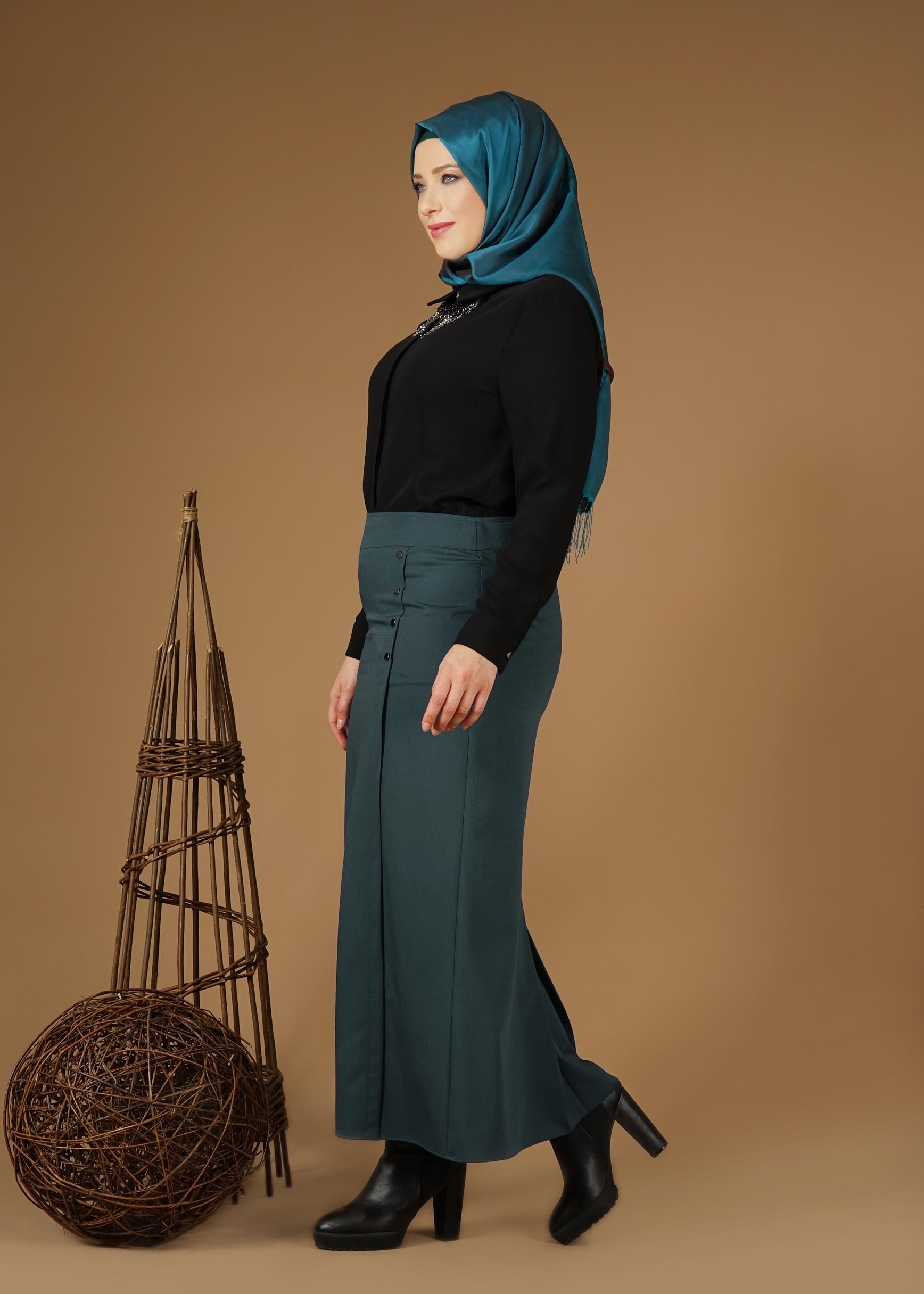 Tesettür giyim MAVİ 6961 ETEK