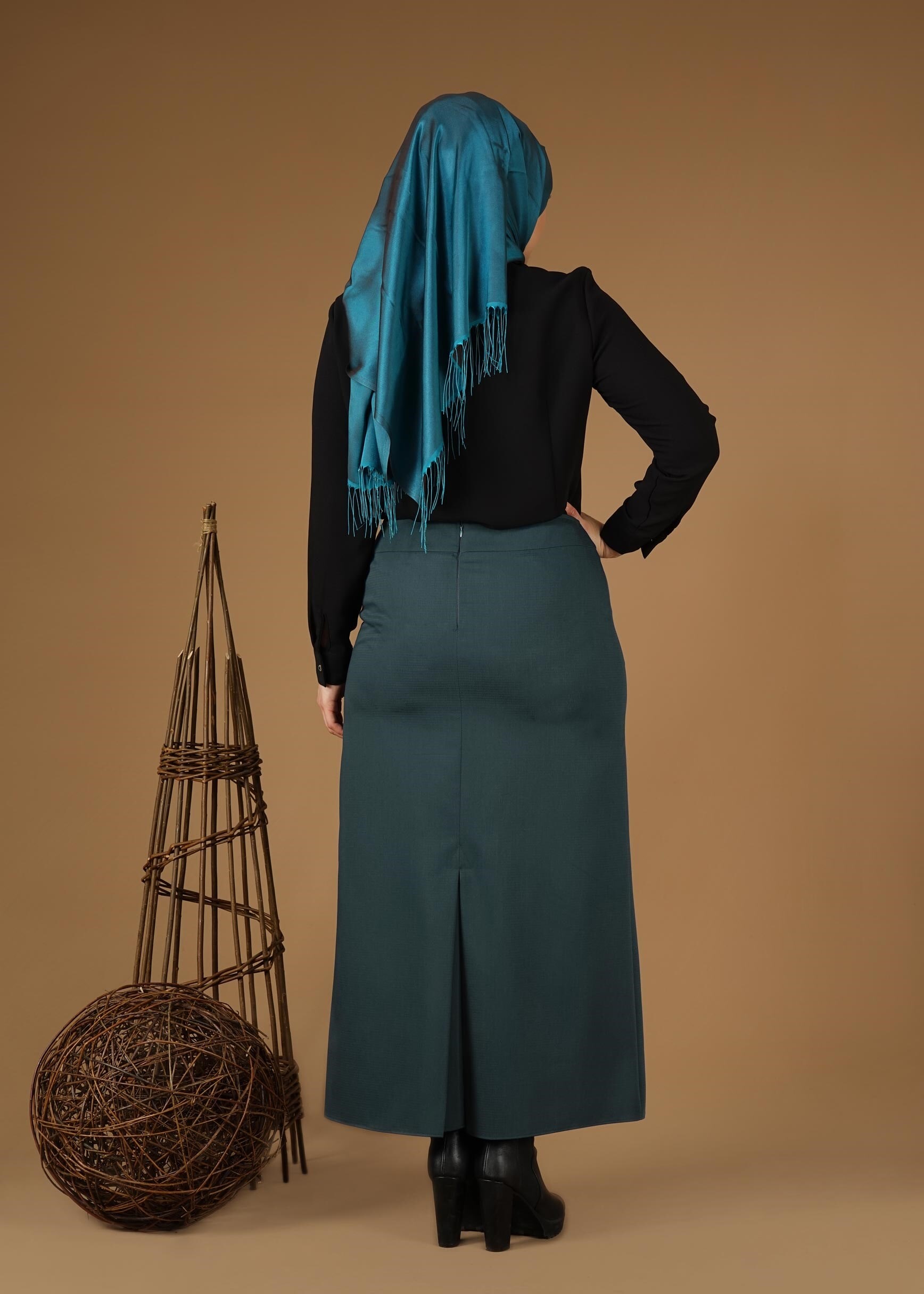 Tesettür giyim MAVİ 6961 ETEK