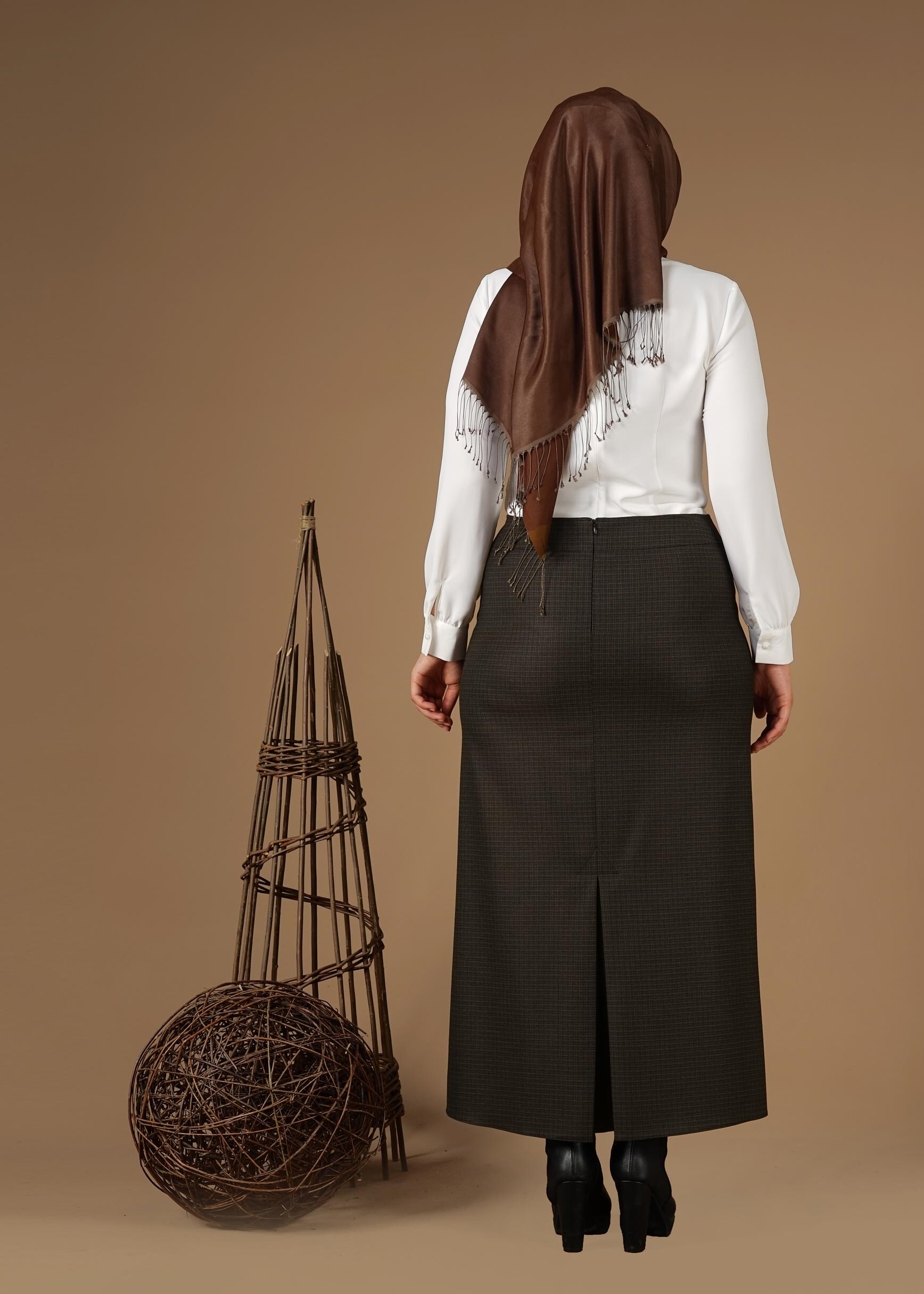 Tesettür giyim VİZON 6962 ETEK